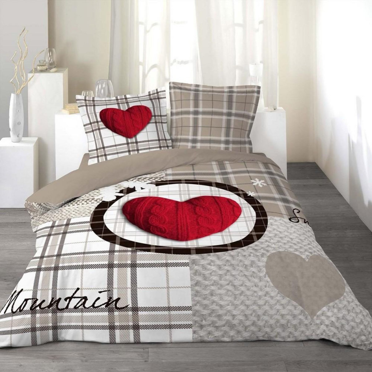 Douceur d'Intérieur Housse de couette 240x220 Love Mountain + 2 taies coton 42 fils