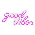 ATMOSPHERA Lampe Murale Néon LED  Good Vibes  40cm Rose
