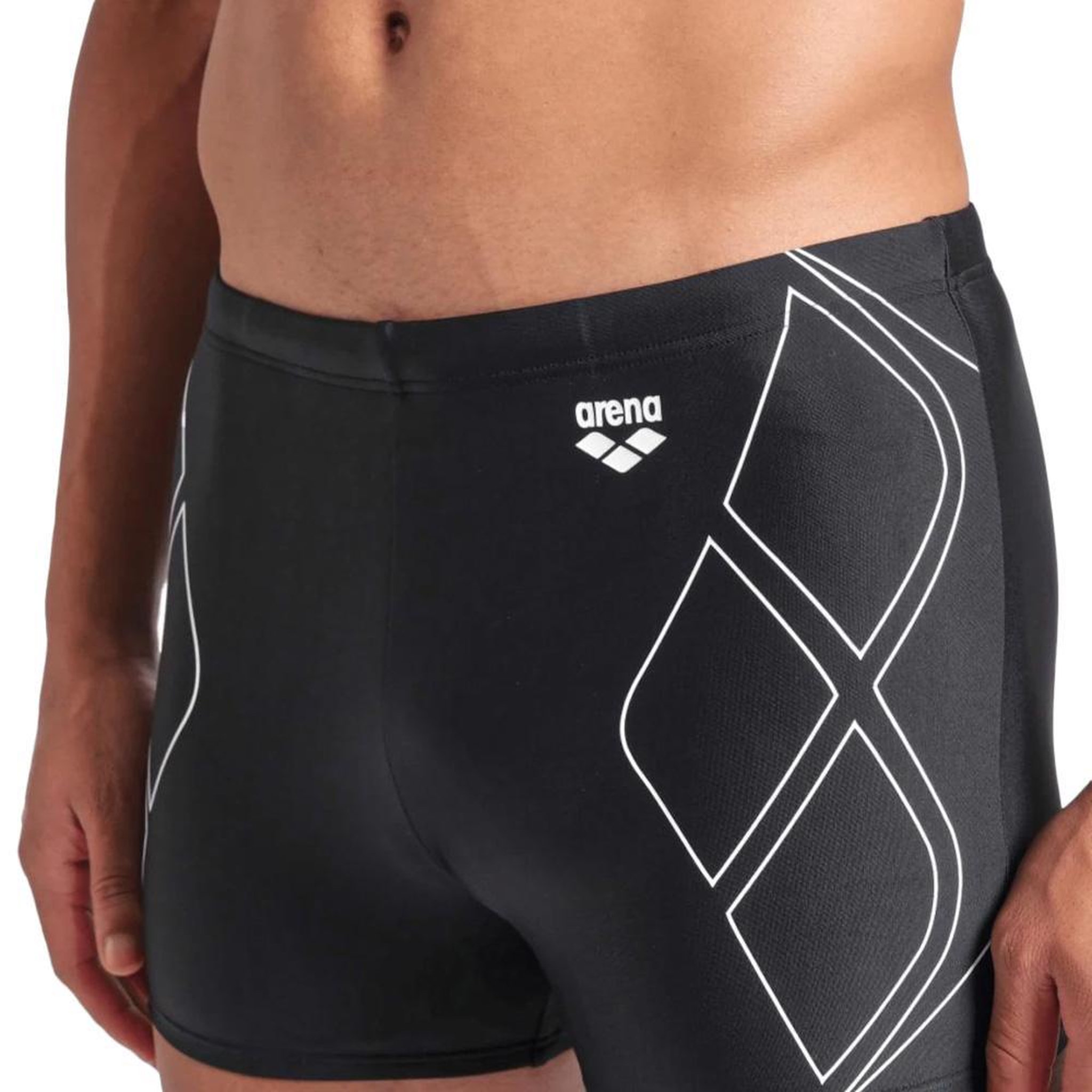 ARENA Short de bain Noir Homme Arena Graphic. Coloris disponibles : Noir