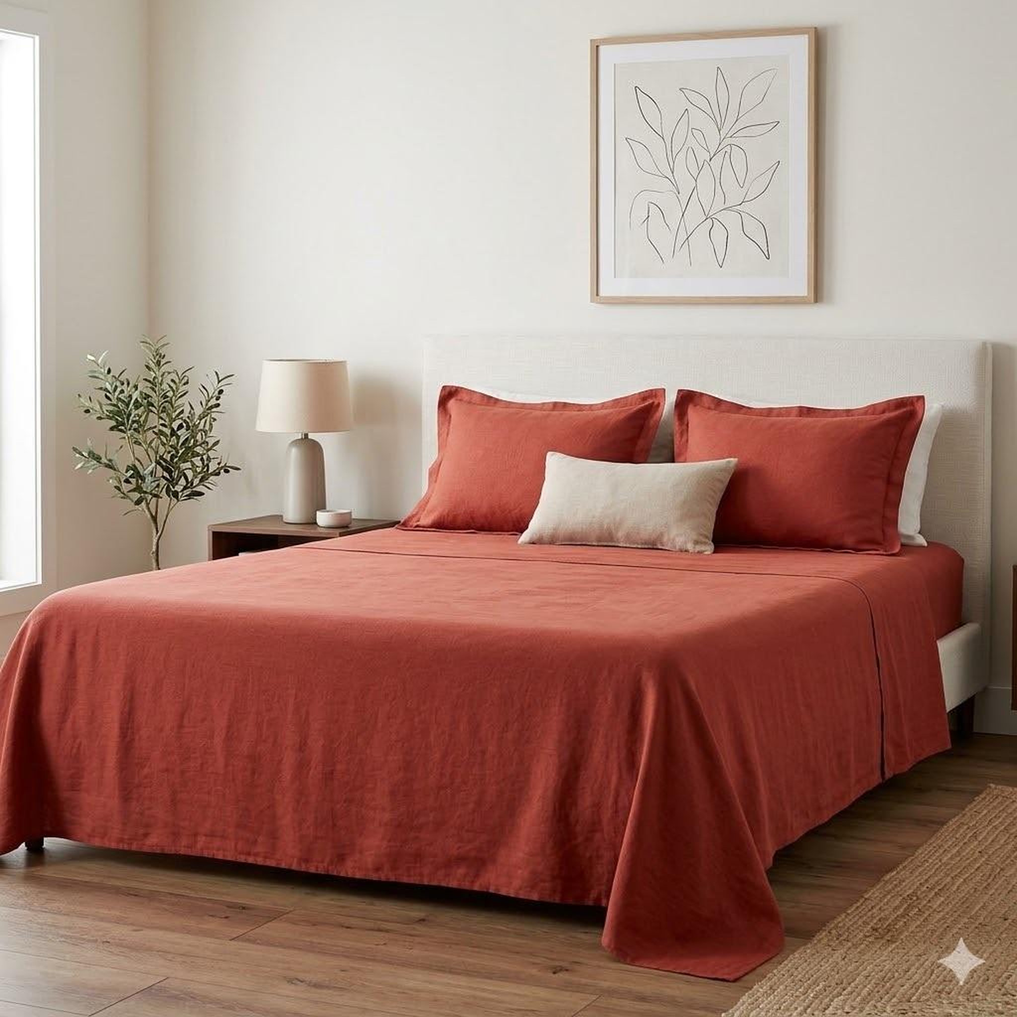 Voir la diapositive 2 : Eden Drap housse en lin design et moderne
