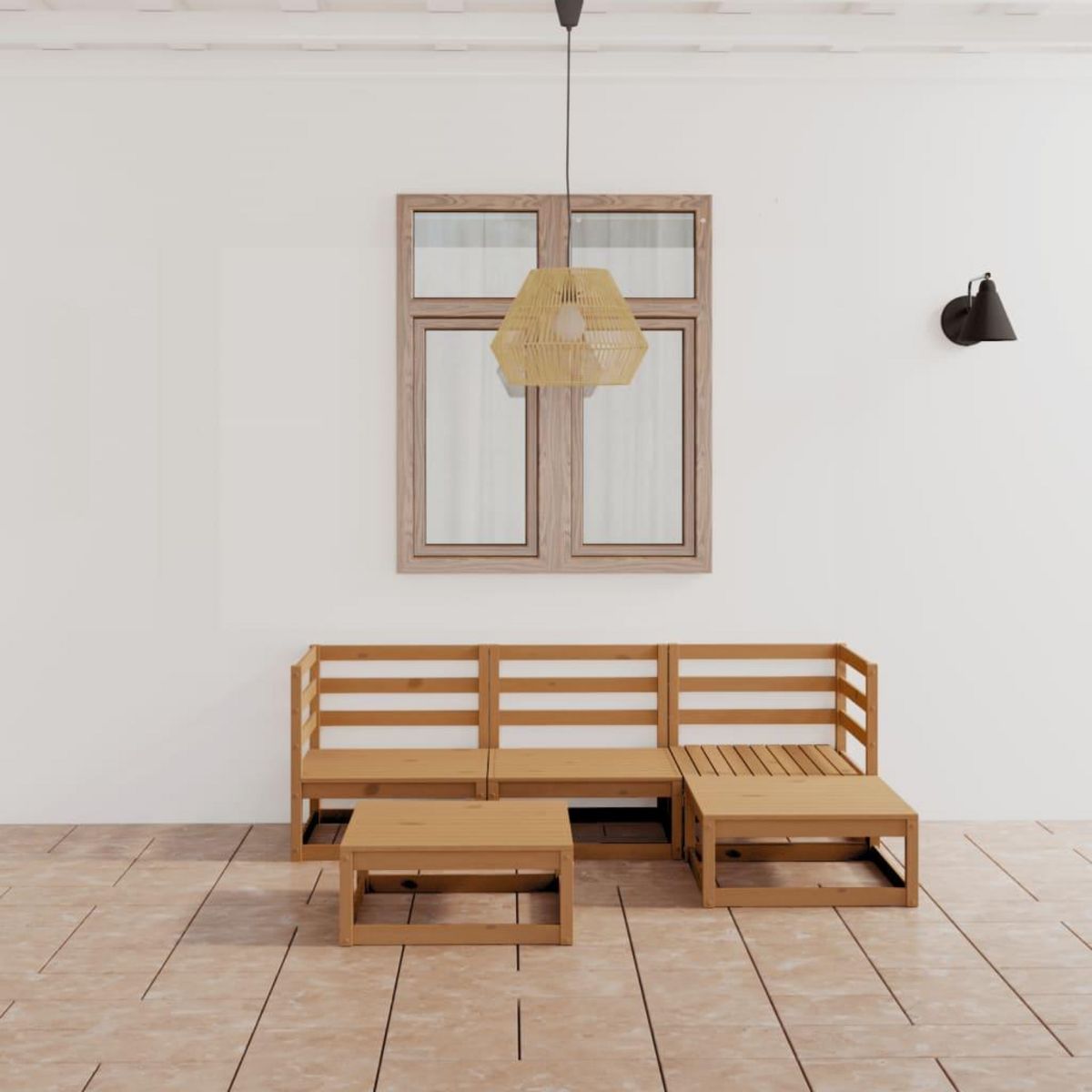 VIDAXL Salon de jardin 5 pcs marron miel bois de pin massif