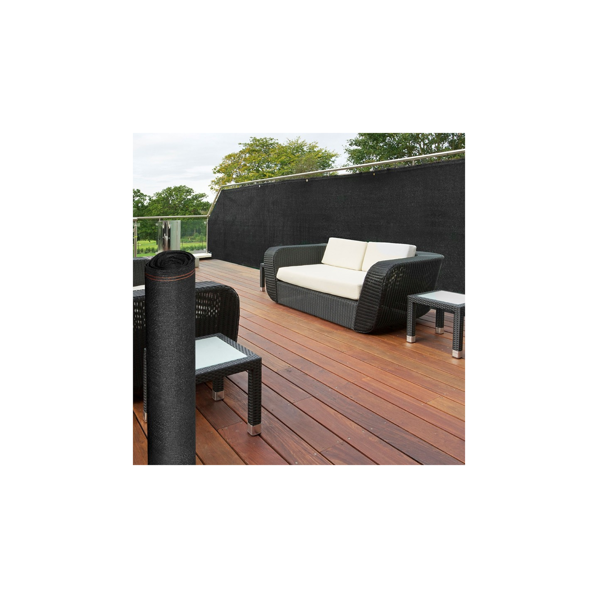 Voir la diapositive 3 : ID MARKET Brise vue renforcé 1 x 10 m noir 220 gr/m² luxe pro