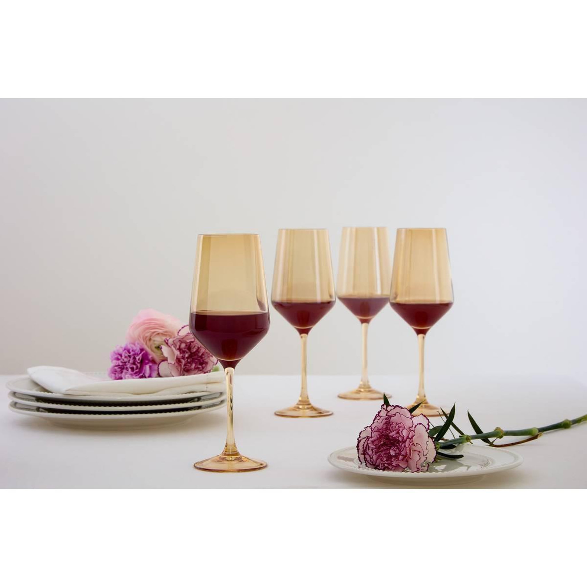 Voir la diapositive 4 : SECRET DE GOURMET Lot de 4 verres à vin  ambre  42cl ambre
