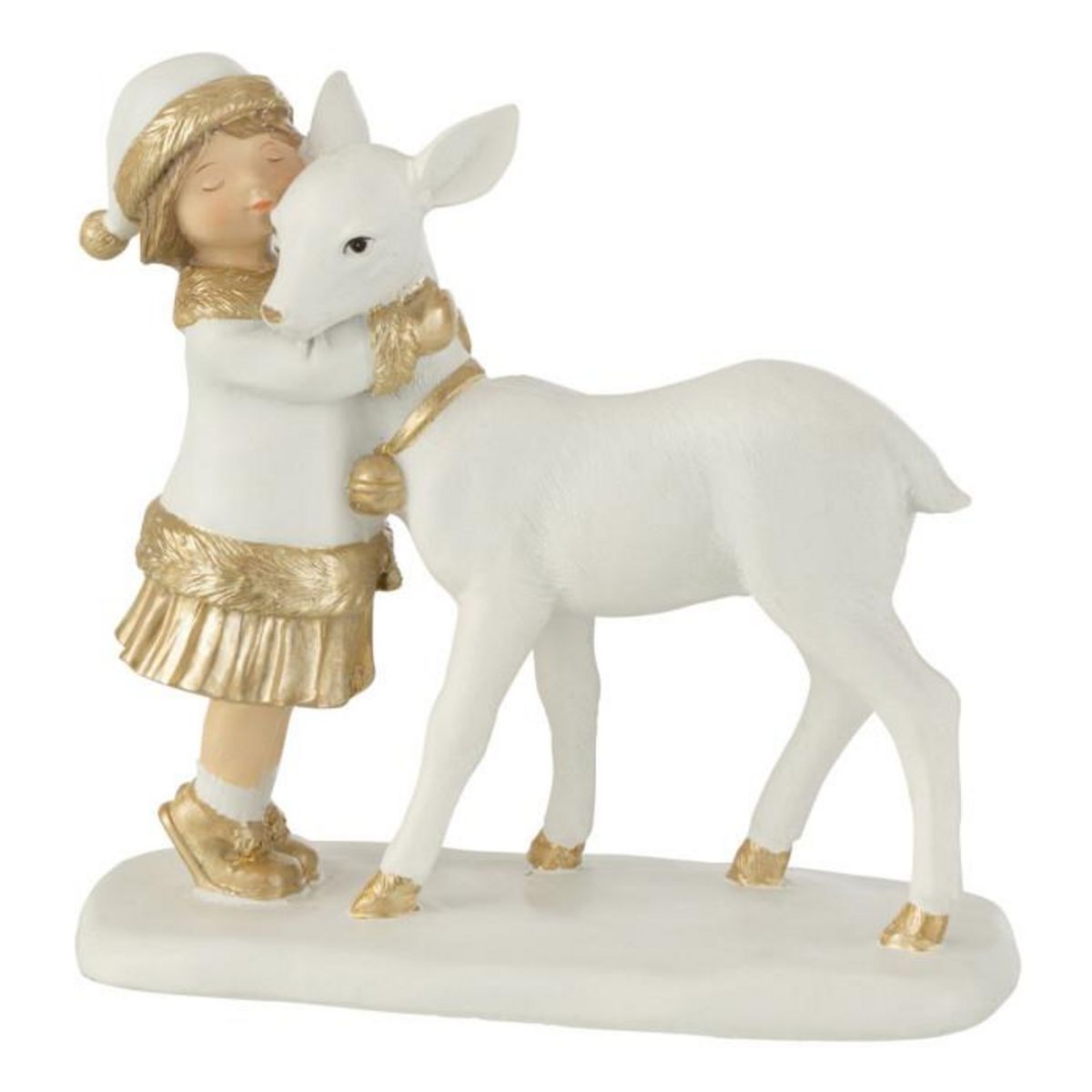 Paris Prix Statuette Déco  Enfant avec Renne  16cm Blanc