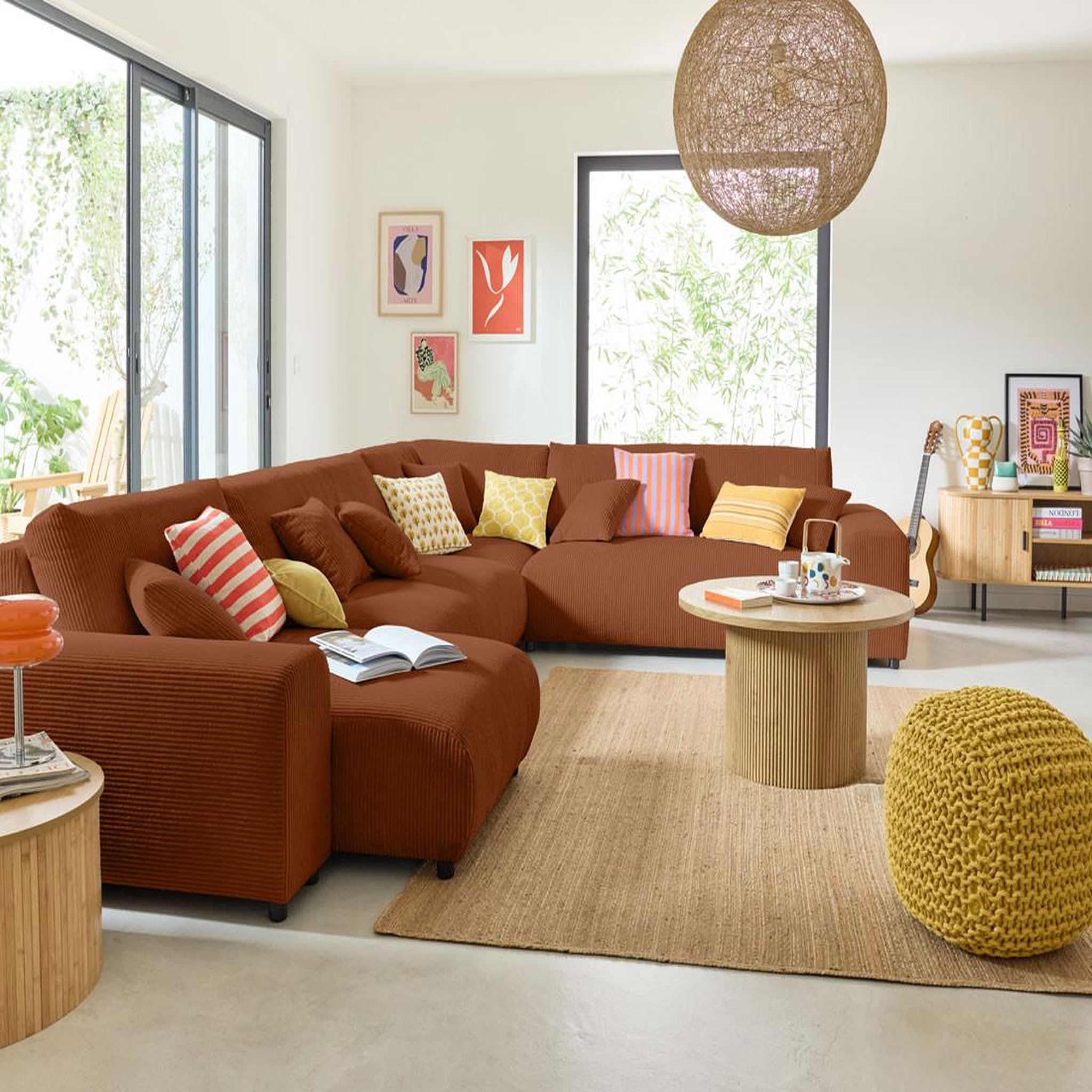 Voir la diapositive 2 : BEST MOBILIER Garance - module d'assise 3 places - en velours côtelé