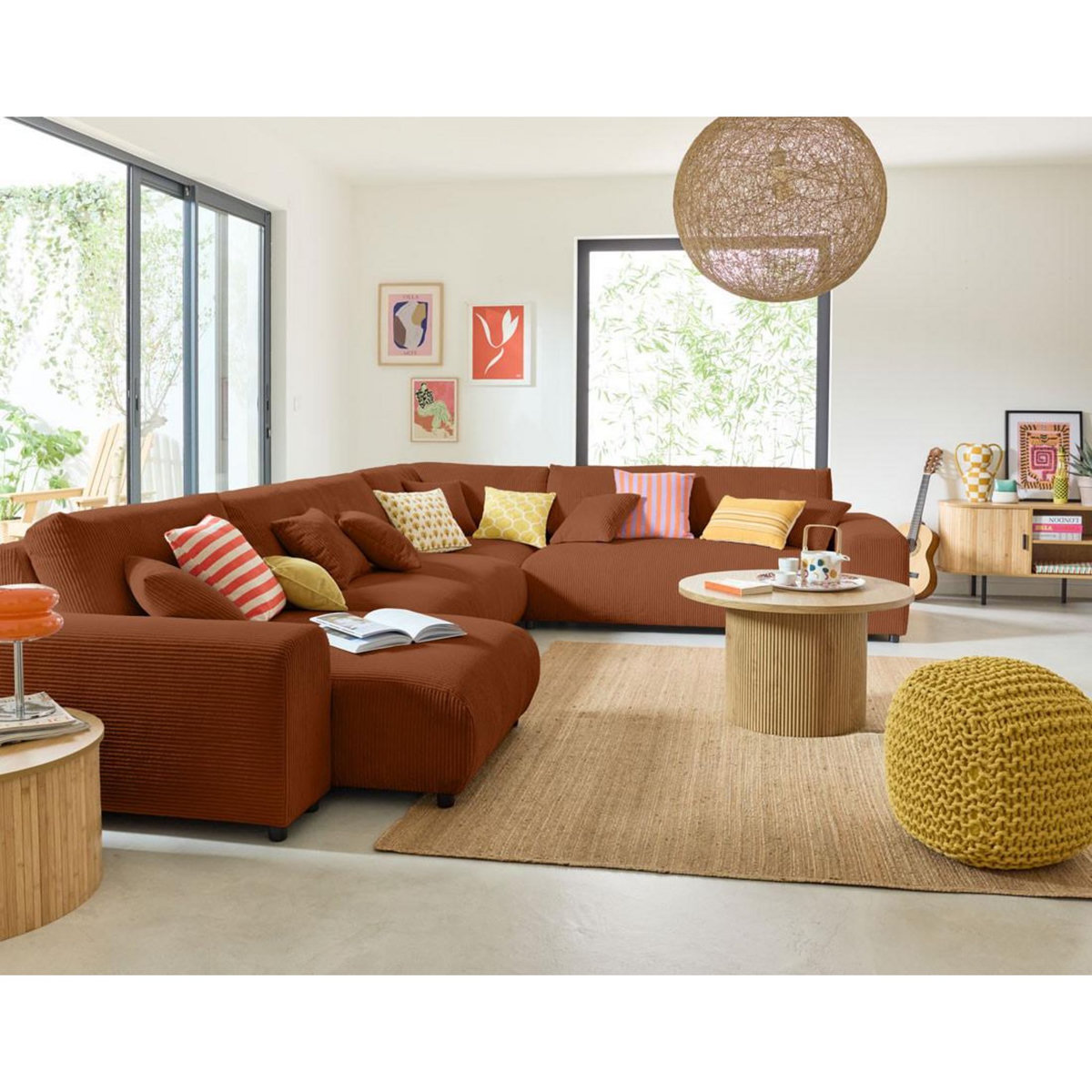 LISA DESIGN Garance - module d'assise 3 places - en velours côtelé