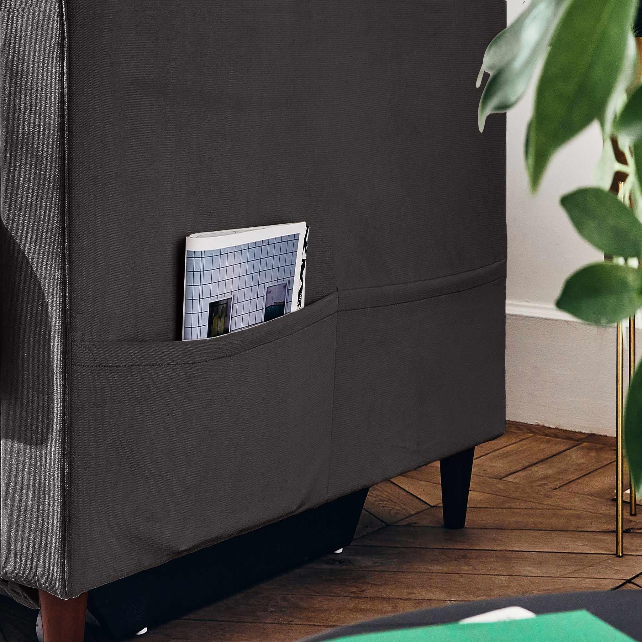 Voir la diapositive 3 : BEST MOBILIER Anna - canapé droit 3 places convertible avec poche en velours
