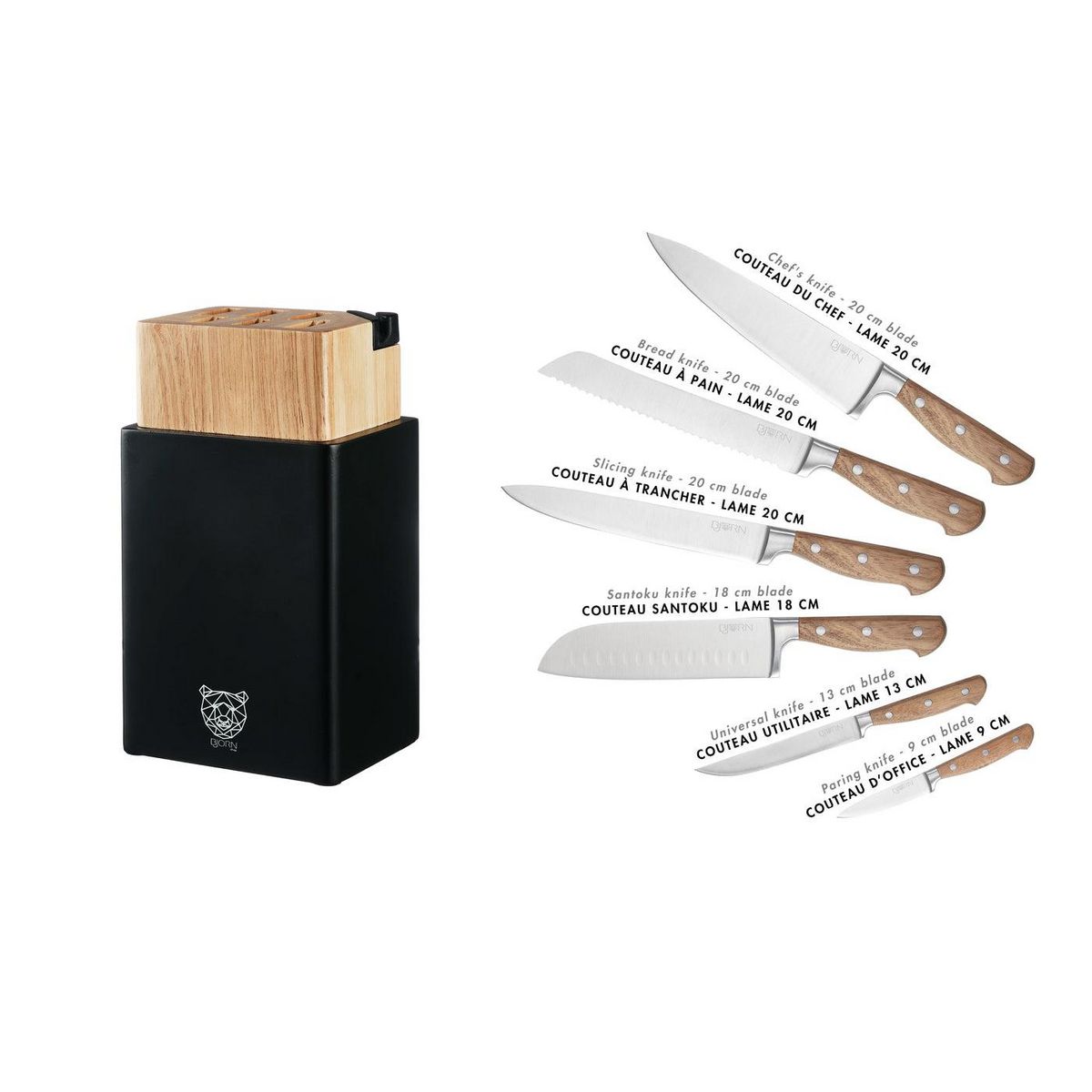BJORN Bloc couteaux de cuisine JAKOB PORVOO - 8 pièces