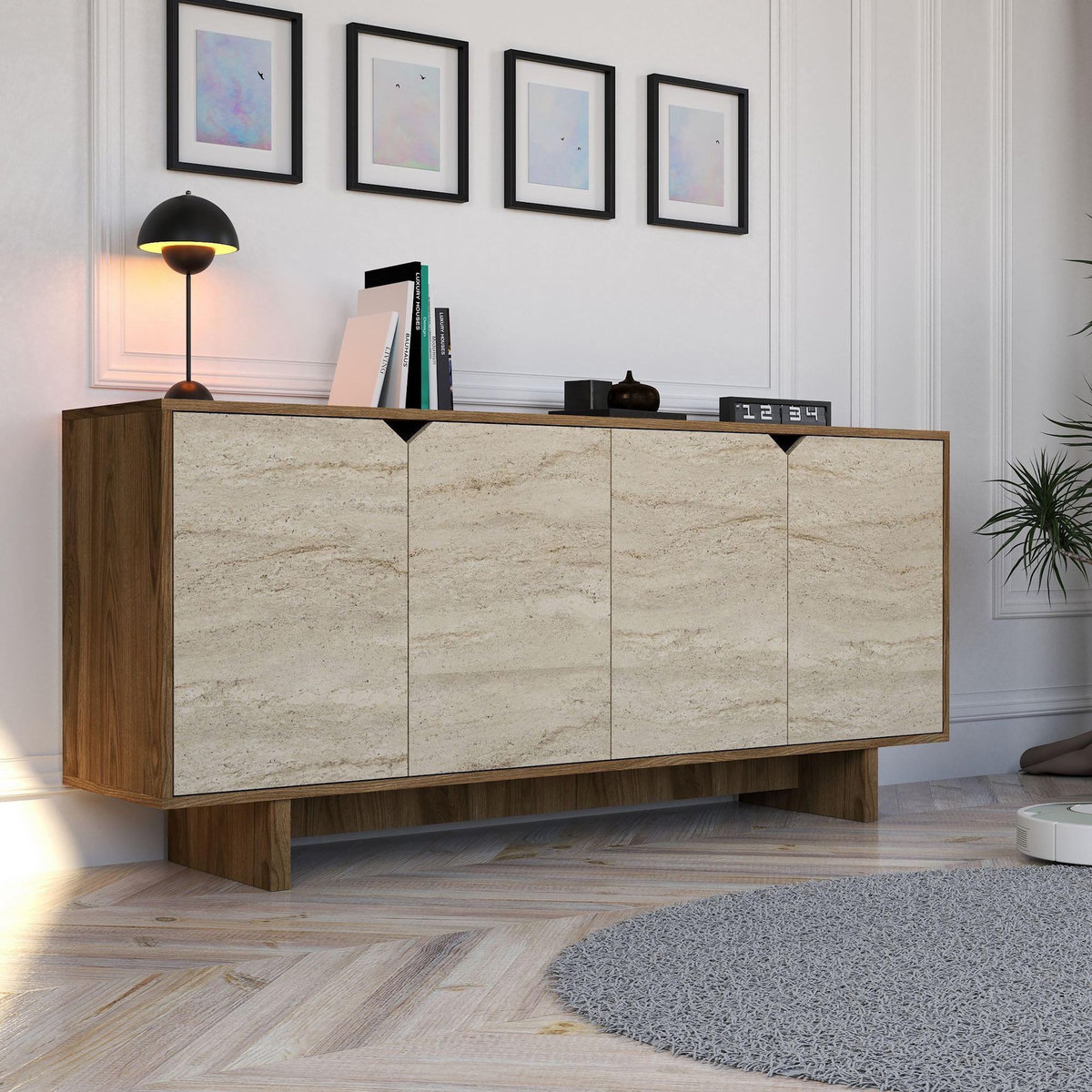 Habitat et Jardin Buffet en bois  Istemi  - 180 x 40 x 81 cm - Travertin