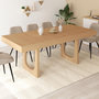 Voir la diapositive 2 : ID MARKET Table à manger extensible rectangle ALOISE 4-8 personnes pied arc bois effet hêtre 160-200 cm