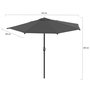 Voir la diapositive 4 : ID MARKET Demi parasol de balcon CORTE gris 2,7x1,35 M avec housse