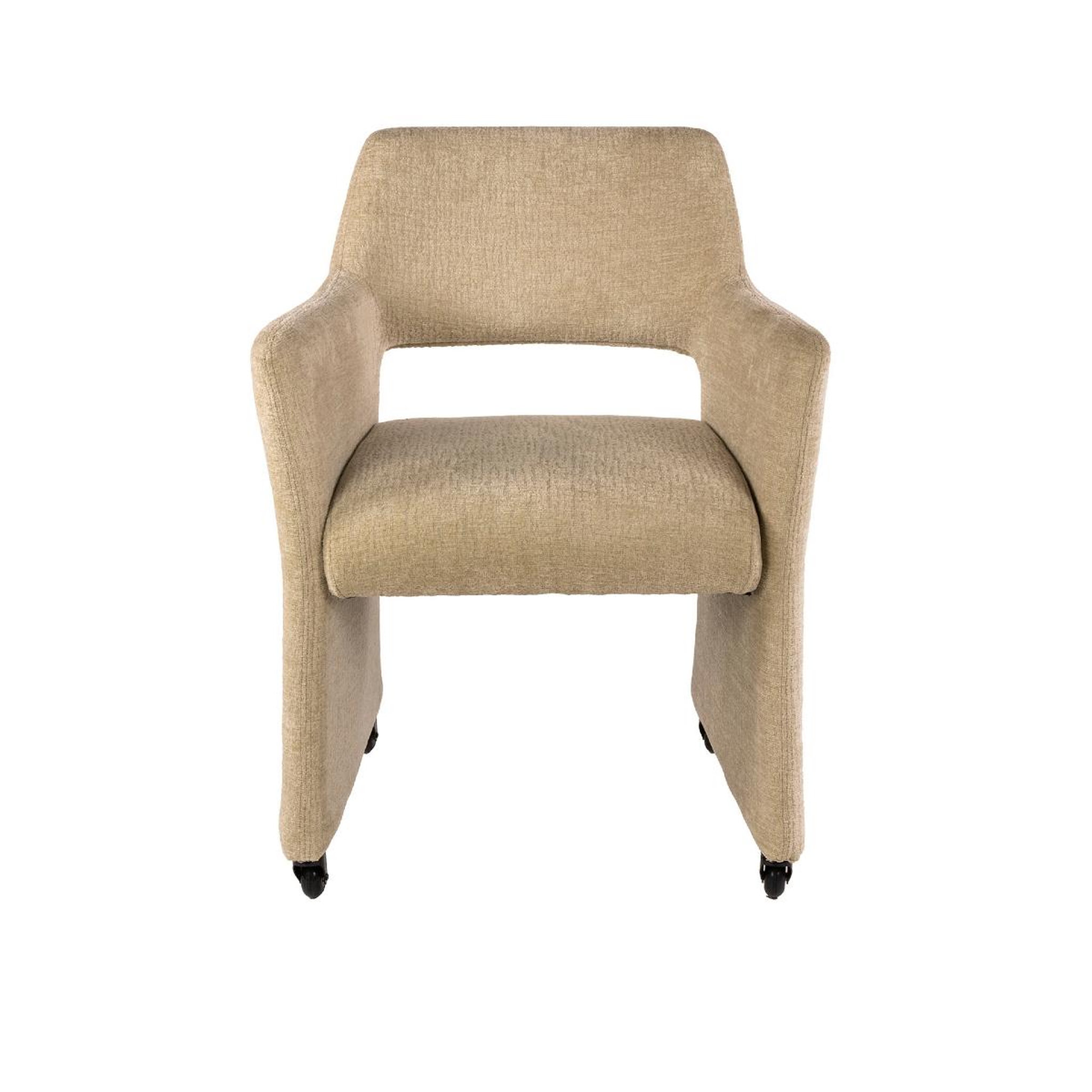 Voir la diapositive 4 : JLC KREATION Chaise-fauteuil en tissu sable avec roulettes ely (lot de 2)