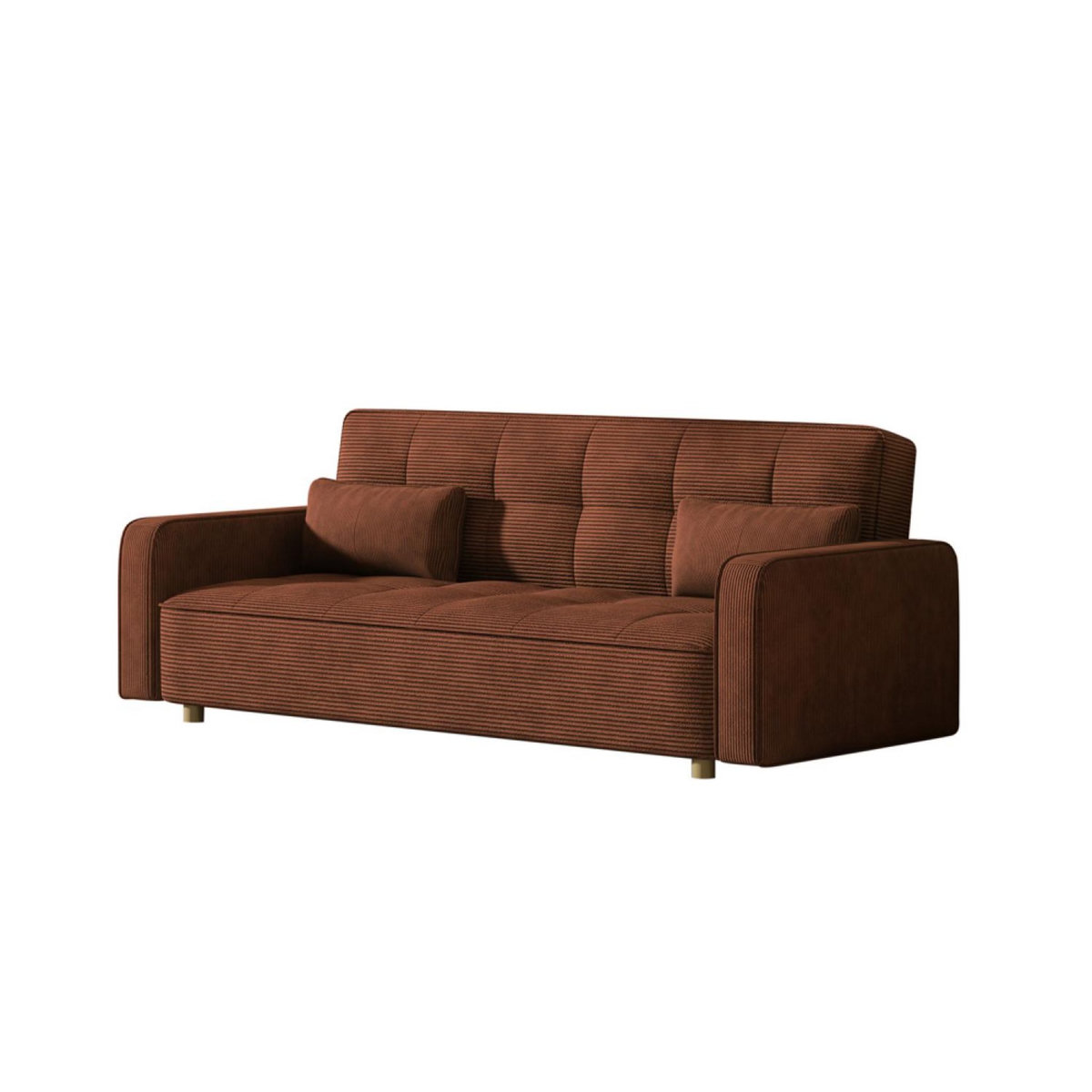 CONCEPT USINE Canapé scandinave convertible 3 places en velours côtelé terracotta COPENHAGUE