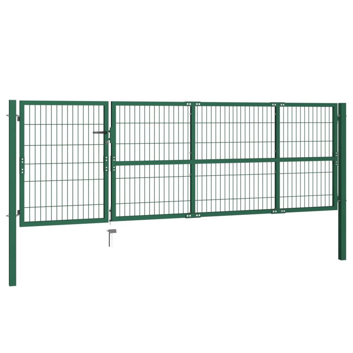 VIDAXL Portail de cloture de jardin avec poteaux 350x100 cm Acier Vert