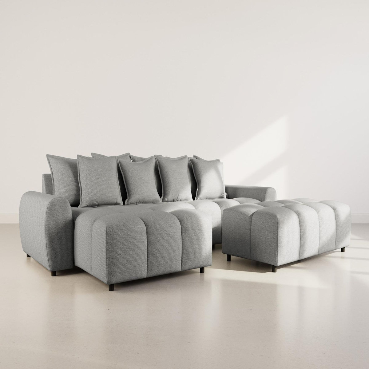 LISA DESIGN Adelaide - canapé d'angle réversible 4 places en tissu texturé