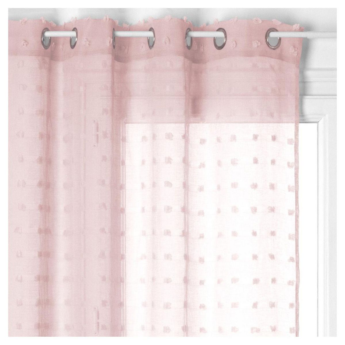 ATMOSPHERA Rideau Voilage à oeillets métal en polyester motifs plumetis 140x240cm LILY 