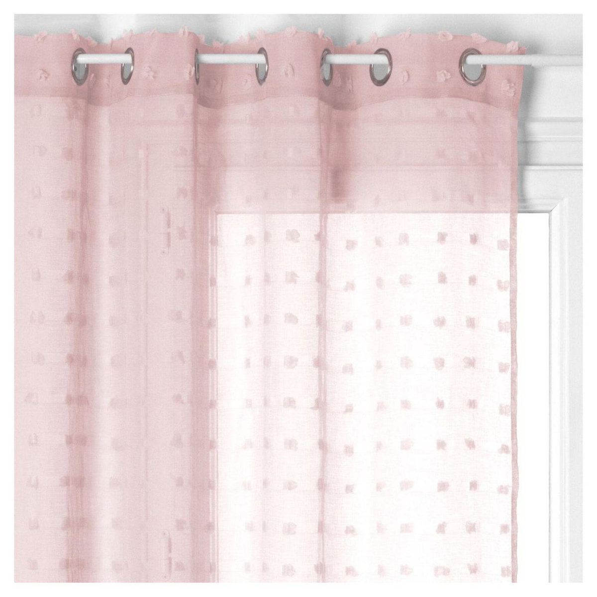 ATMOSPHERA Rideau Voilage à oeillets métal en polyester motifs plumetis 140x240cm LILY 