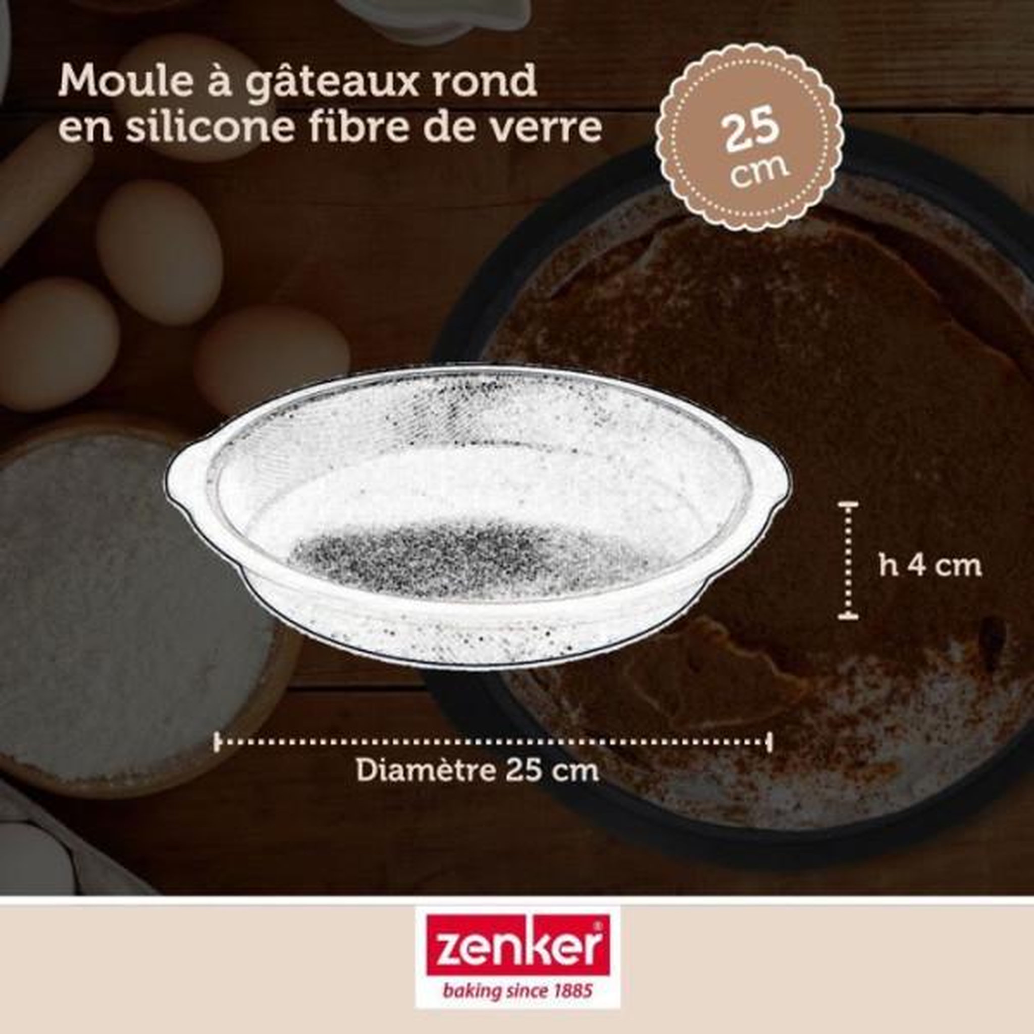 Voir la diapositive 3 : ZENKER Moule a manqué - ZENKER - Ø 25 cm - Silicone fibre de verre - Noir