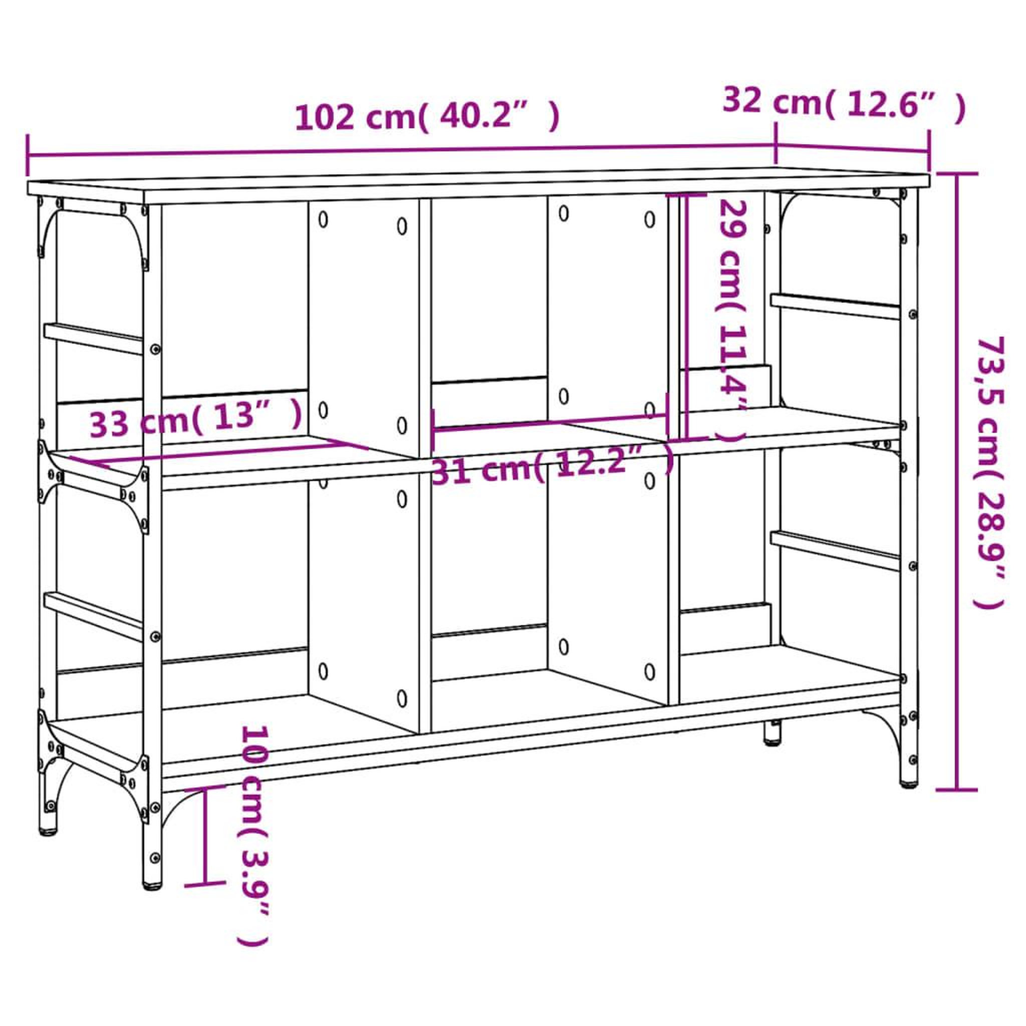 Voir la diapositive 6 : VIDAXL Buffet sonoma gris 102x32x73,5 cm bois d'ingenierie