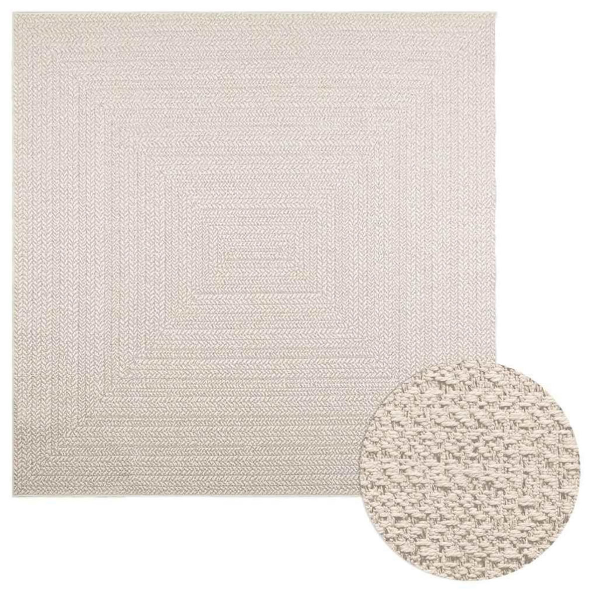 VIDAXL Tapis ZIZUR creme 200x200 cm aspect de jute interieur exterieur