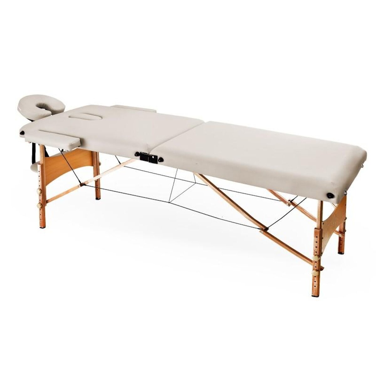 YOGHI Yoghi - Tdm102 Cream - Table De Massage Pliante 2 Zones - Bois De Hêtre - Dossier Réglable - Housse De Transport Incluse
