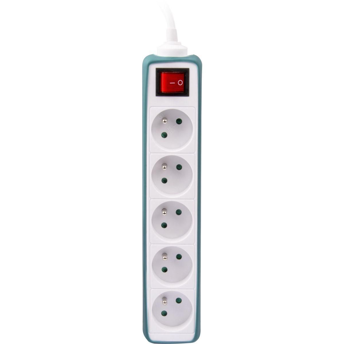 ESSENTIEL B Multiprise Silicone Vert 5 X 16A avec interrupteur