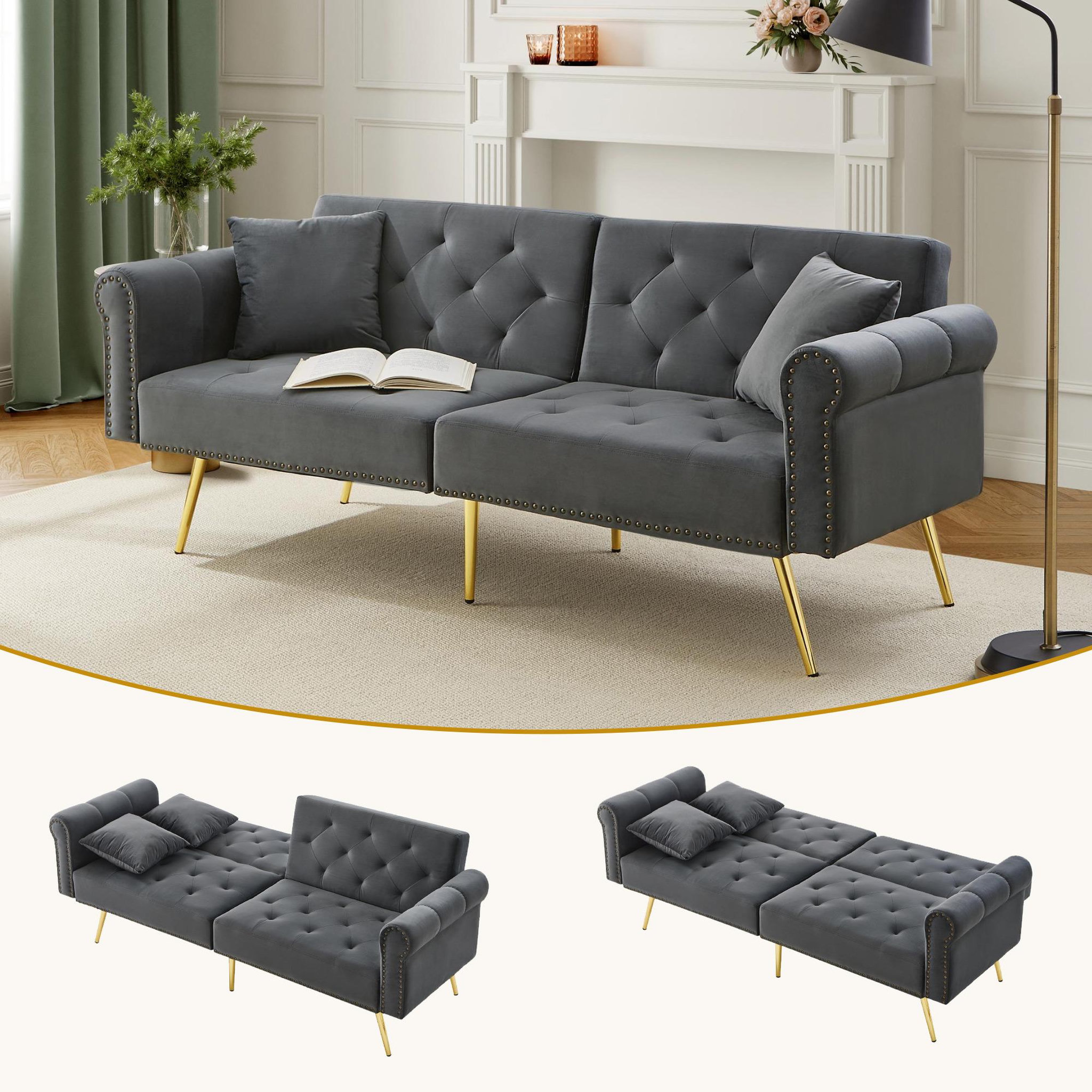 Voir la diapositive 4 : MERAX Canapé droit convertible