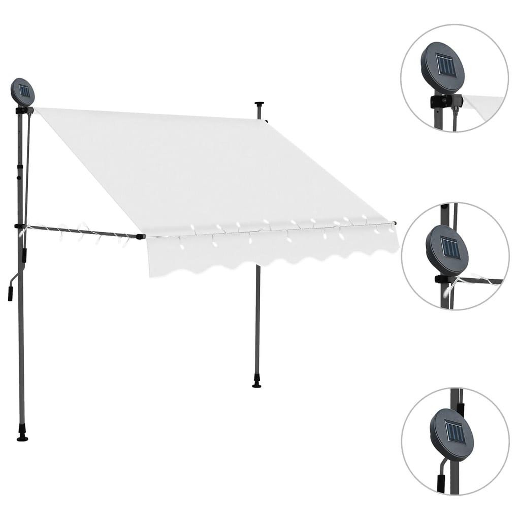 Voir la diapositive 3 : VIDAXL Auvent manuel retractable avec LED 150 cm Creme