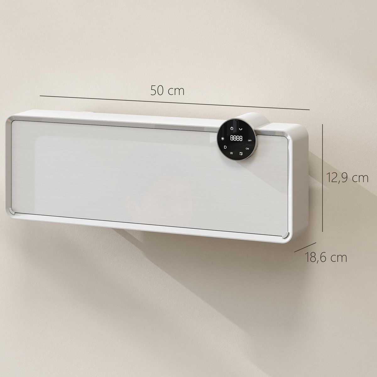 HOMCOM Chauffage soufflant mural 2000W chauffage céramique PTC radiateur réglable timer oscillant télécommande blanc