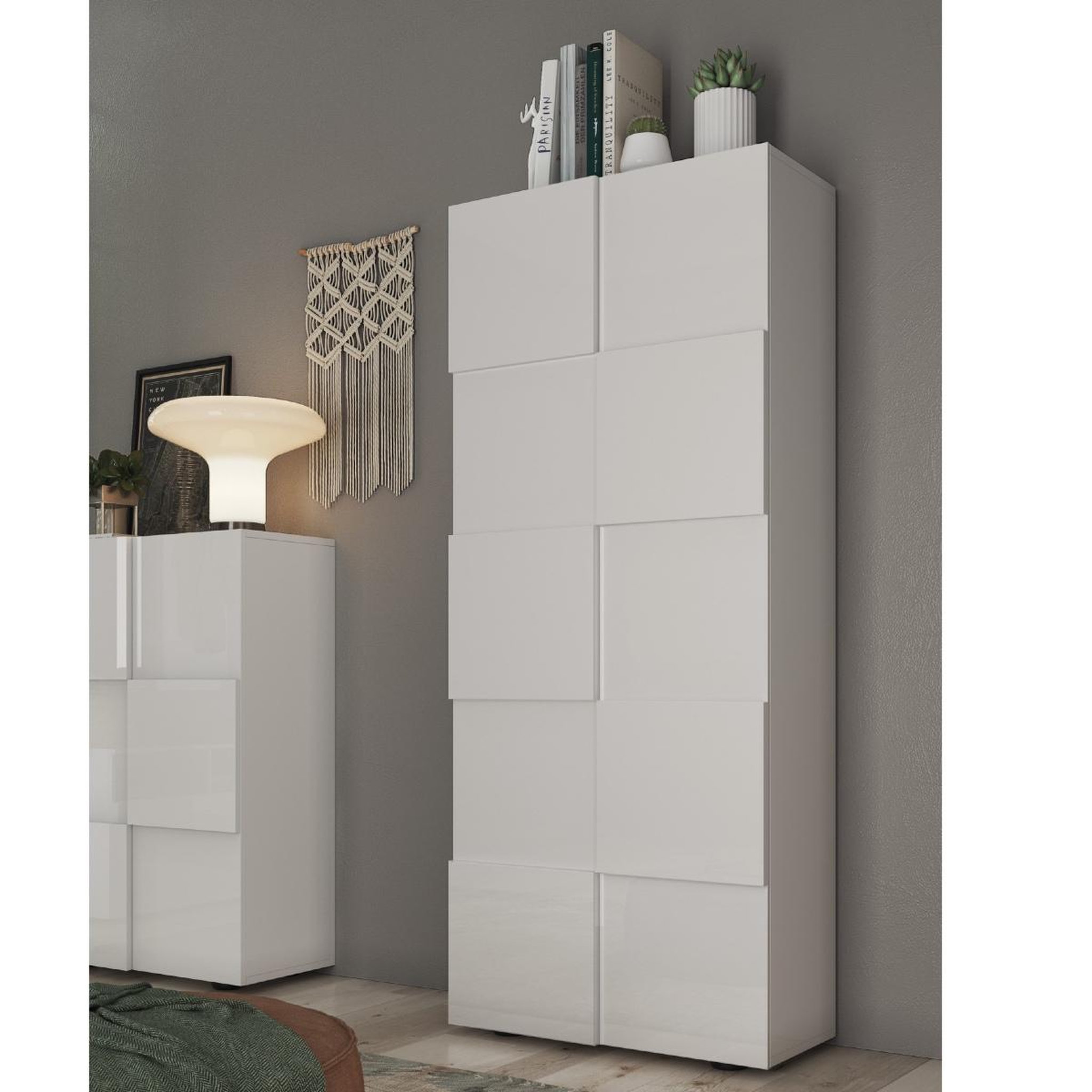 Voir la diapositive 2 : JLC KREATION Armoire design laqué blanc 2 portes MADO
