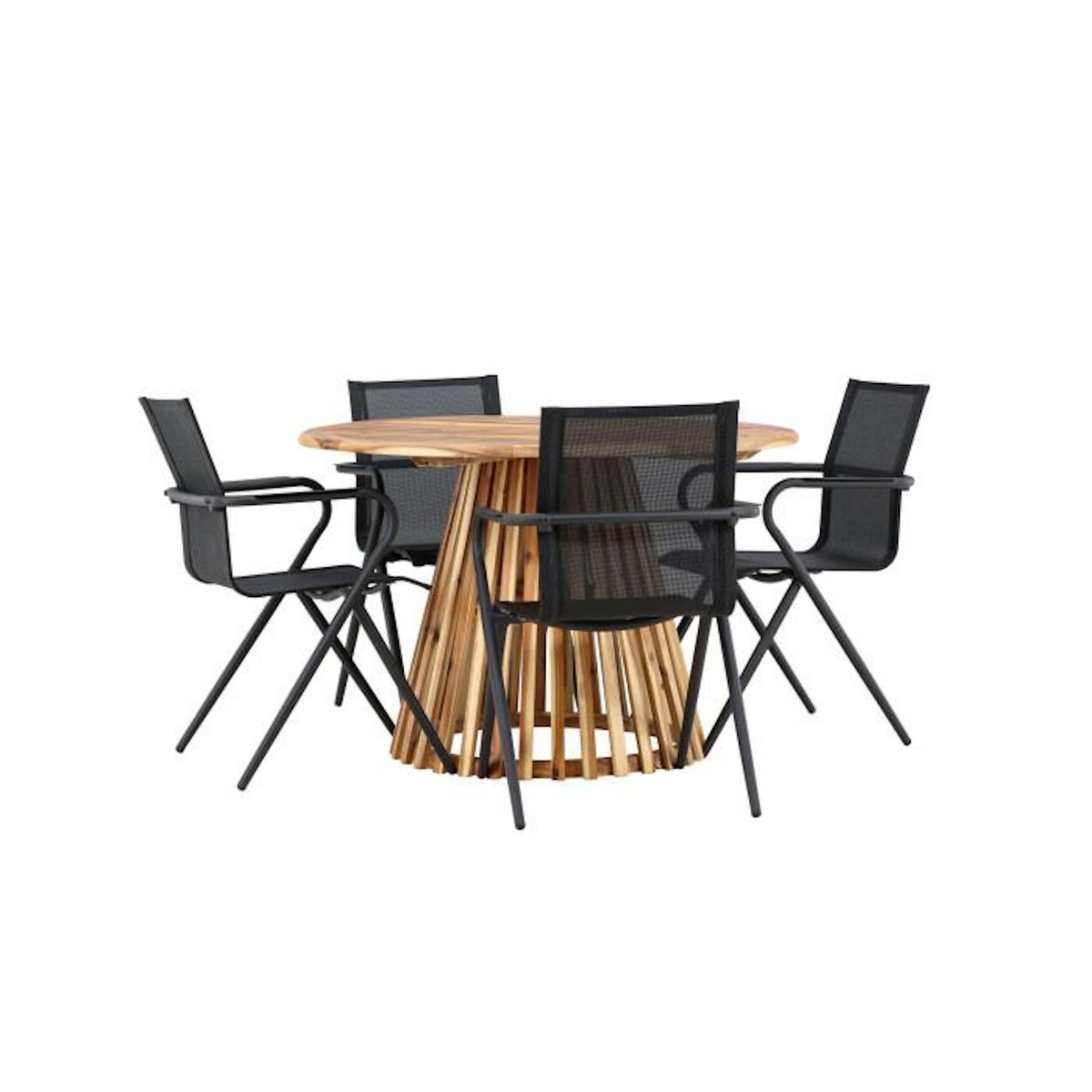 Paris Prix Ensemble Table de Jardin & 4 Chaises  Lumpur & Alina  120cm Naturel & Noir