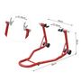 Voir la diapositive 3 : HOMCOM Support béquille de moto arrière lève moto arrière sur roulettes avec adaptateurs caoutchouc rouge et noir