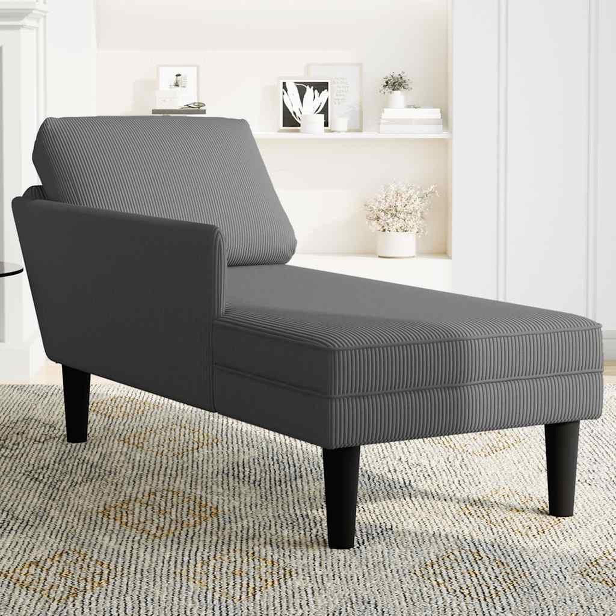 Voir la diapositive 3 : VIDAXL Chaise longue avec coussin gris fonce tissu en velours cotele