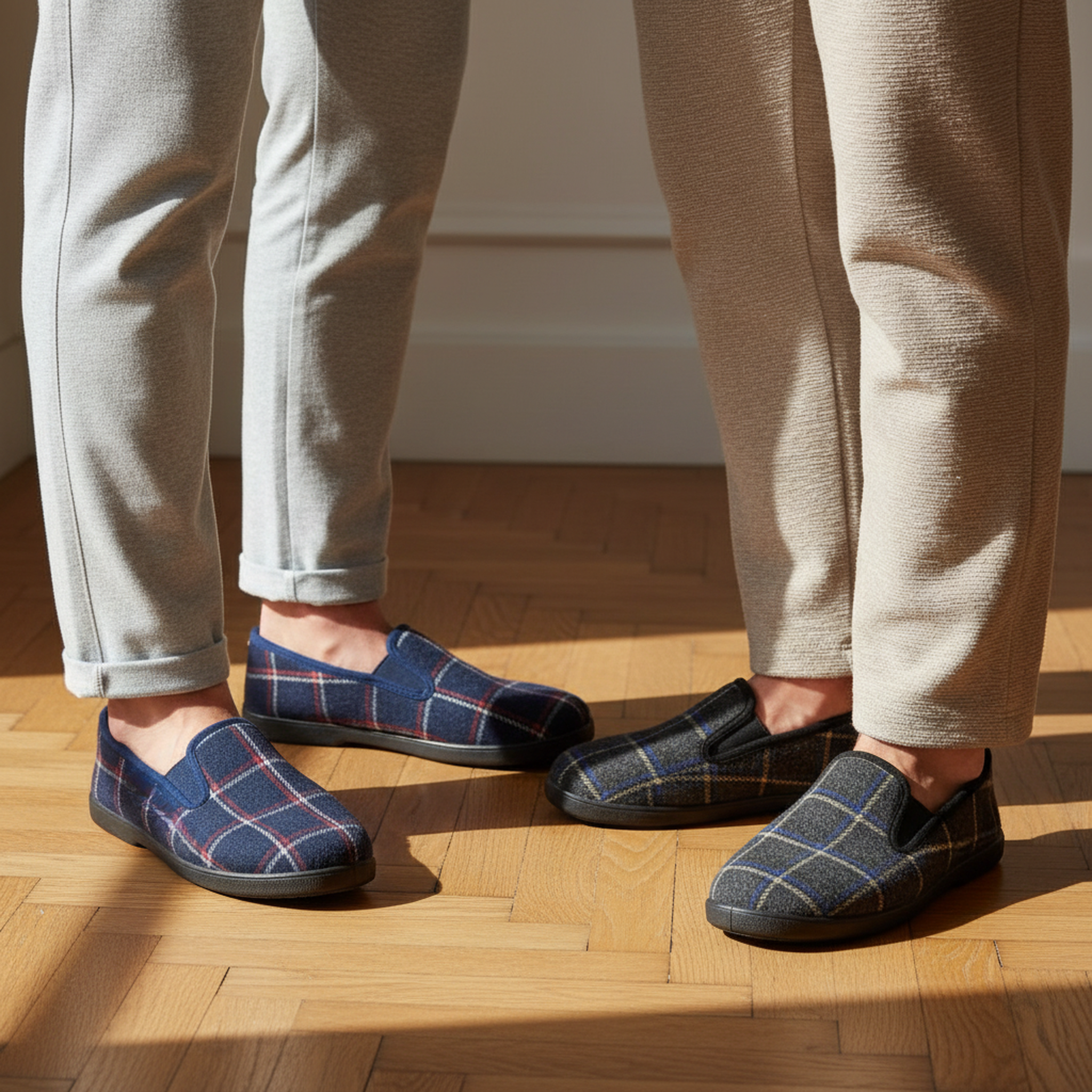 Voir la diapositive 2 : OZABI Ozabi pantoufles charentaises homme pack de 2 paires semelle antidérapante