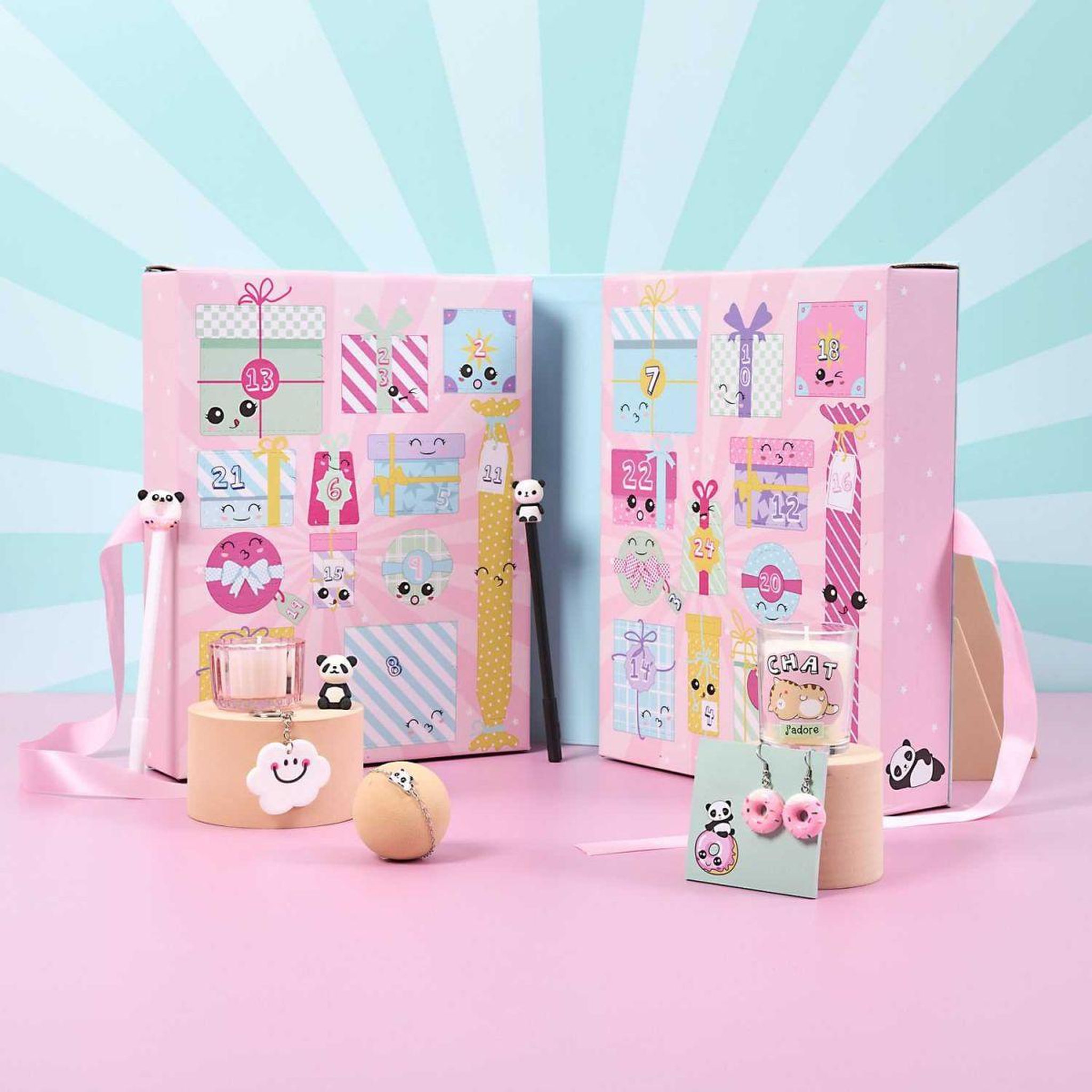 Voir la diapositive 5 : The concept Factory Calendrier de l'avent 24 bougies & surprises  kawaii  25cm multicolore