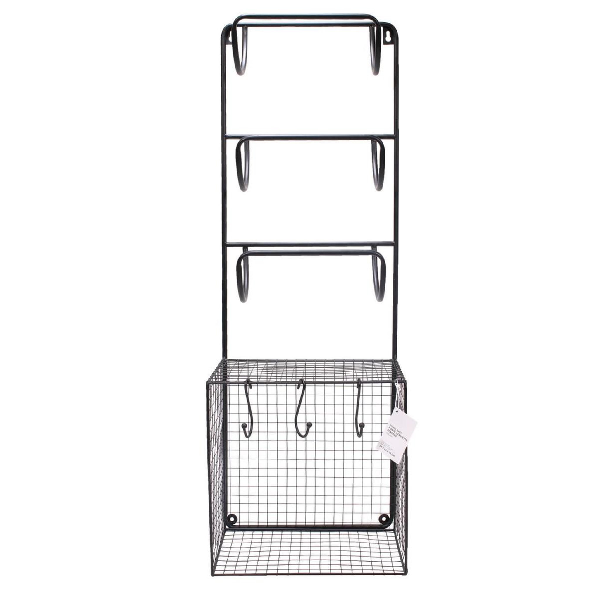 Voir la diapositive 5 : Je cherche une idee Porte serviettes & étagère  métal  82cm noir