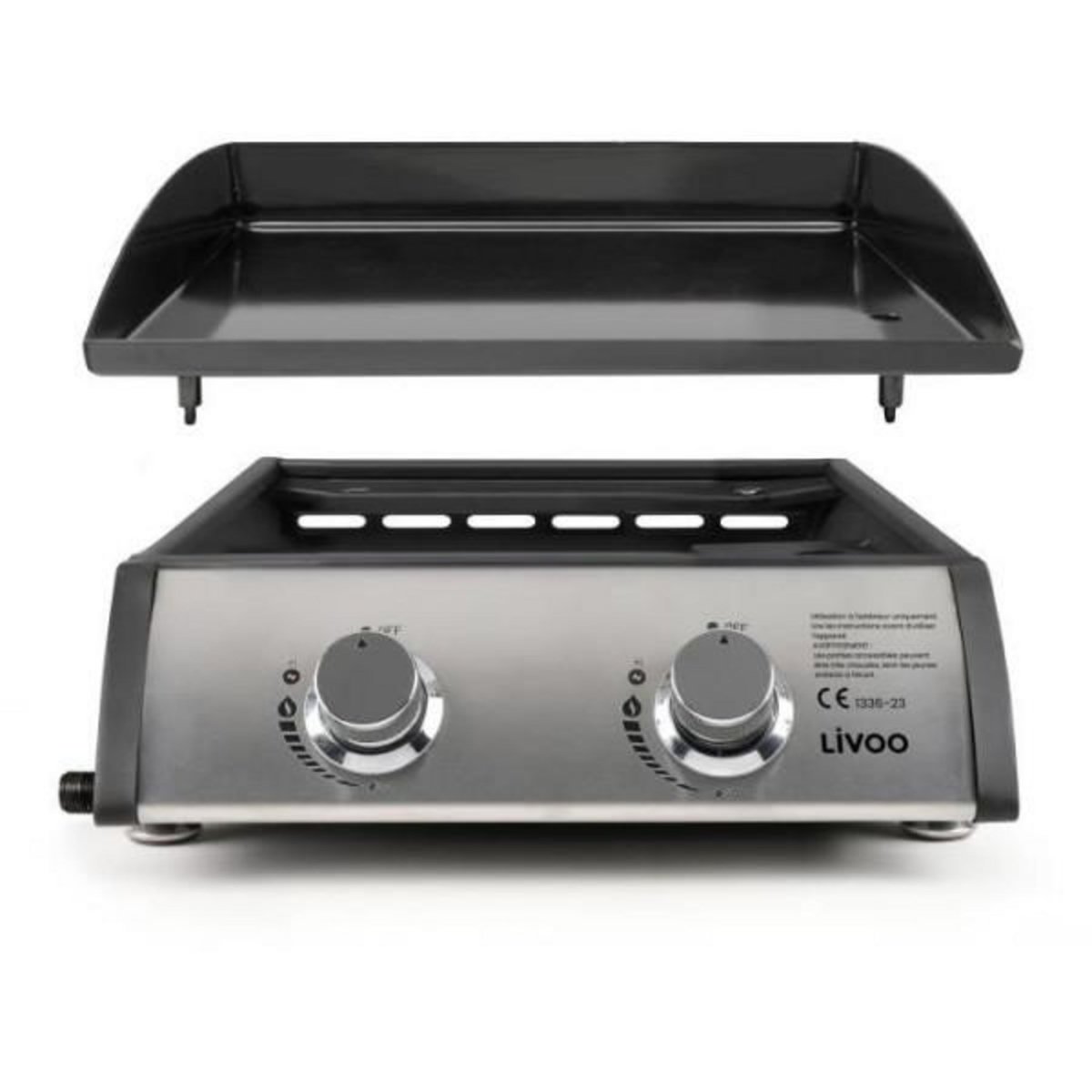 AAAAA Plancha a gaz - LIVOO - DOC296 - 2 bruleurs - Gris
