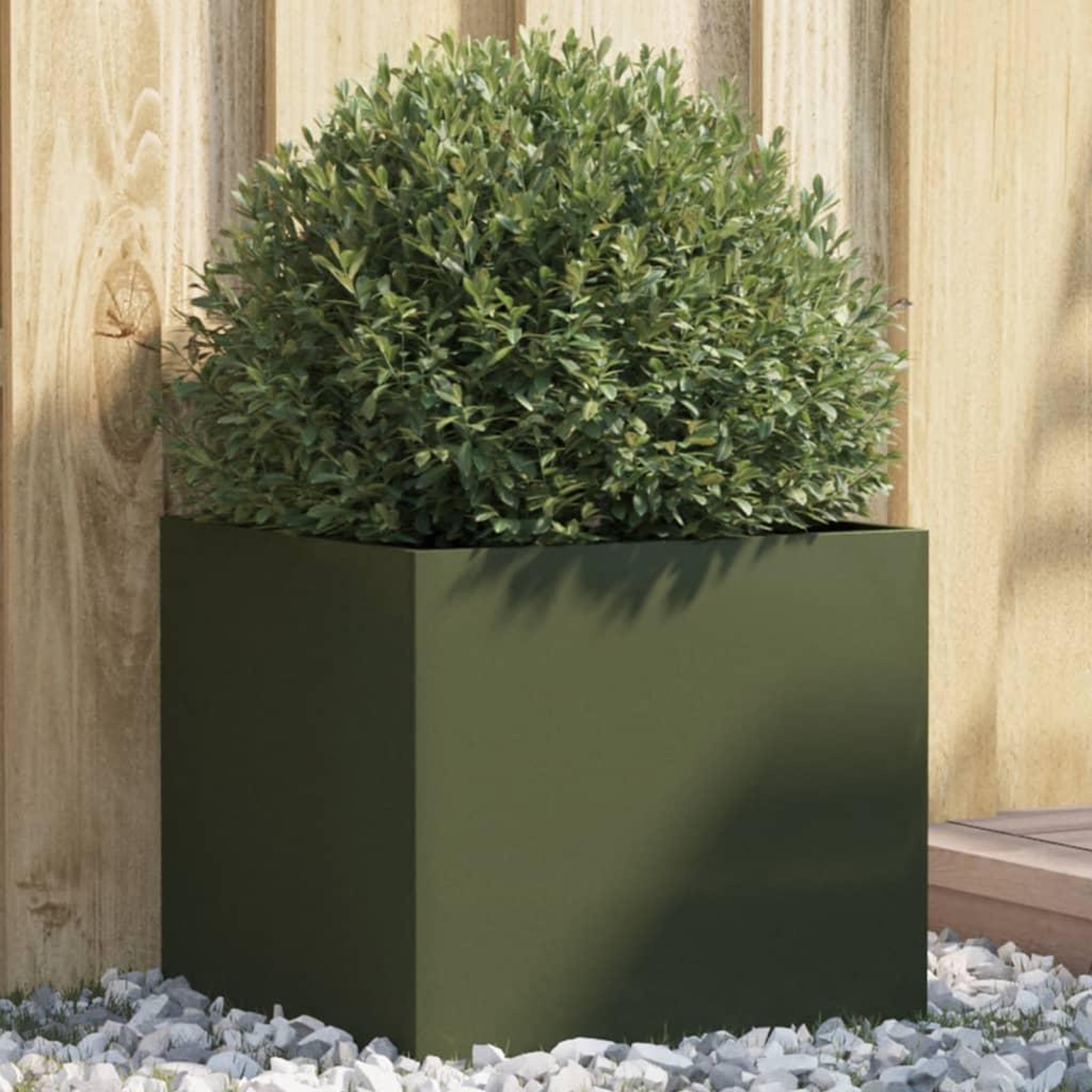VIDAXL Jardiniere vert olive 42x40x39 cm acier