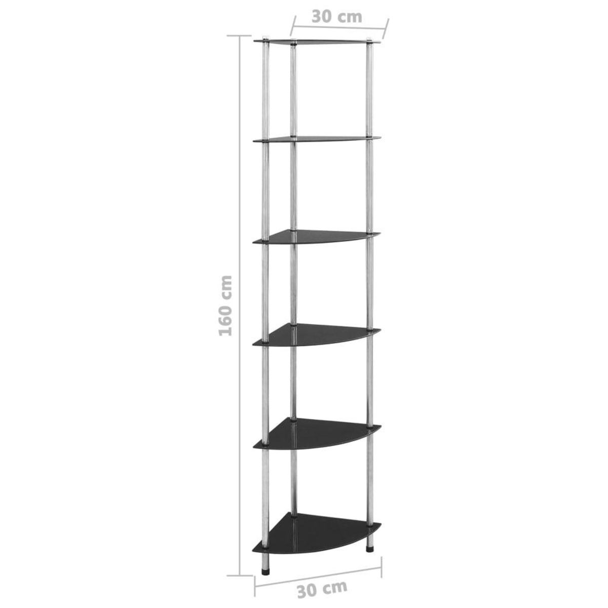 VIDAXL Etagere a 6 niveaux Noir 30x30x160 cm Verre trempe