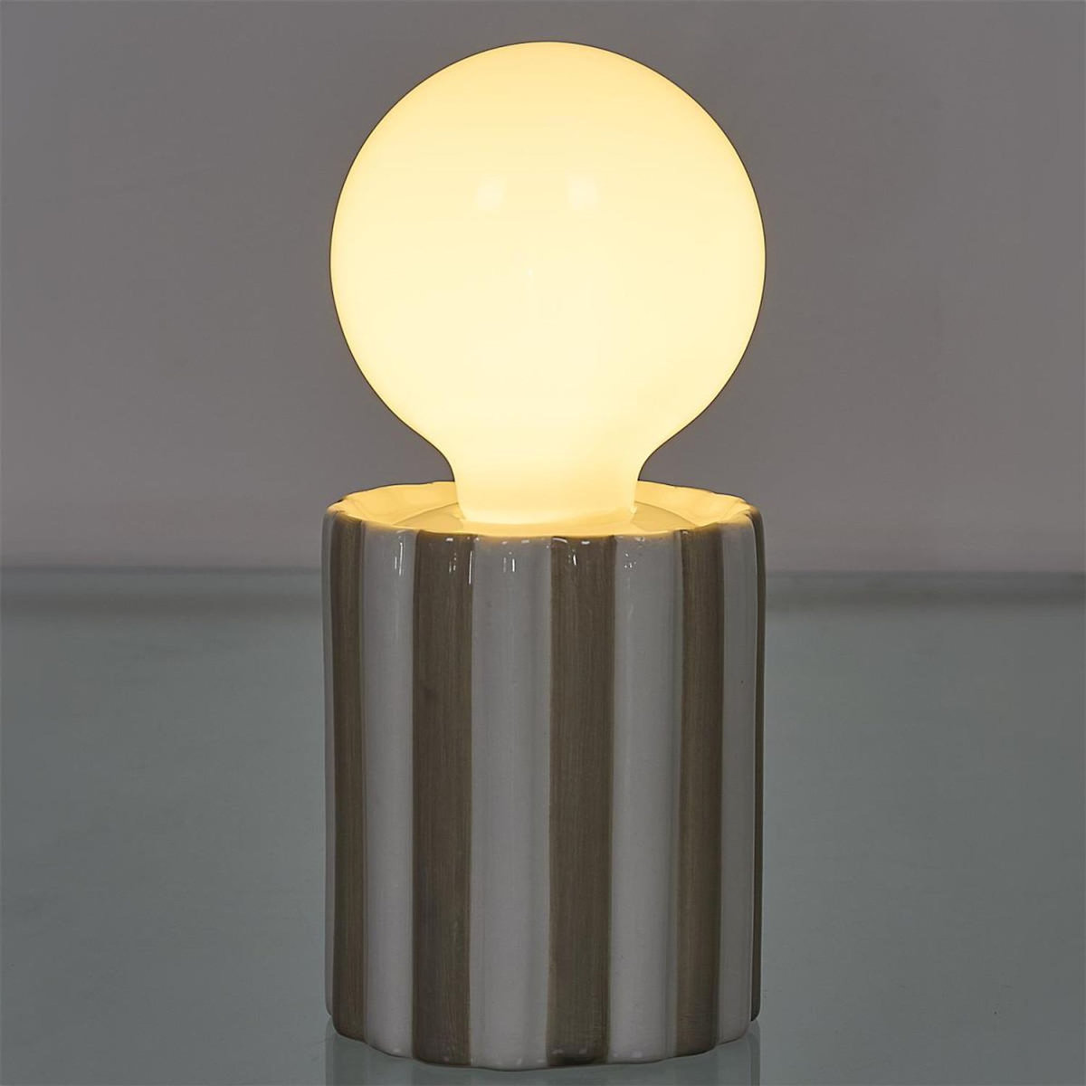 Paris Prix Lampe LED en Céramique  Cocooning  18cm Taupe