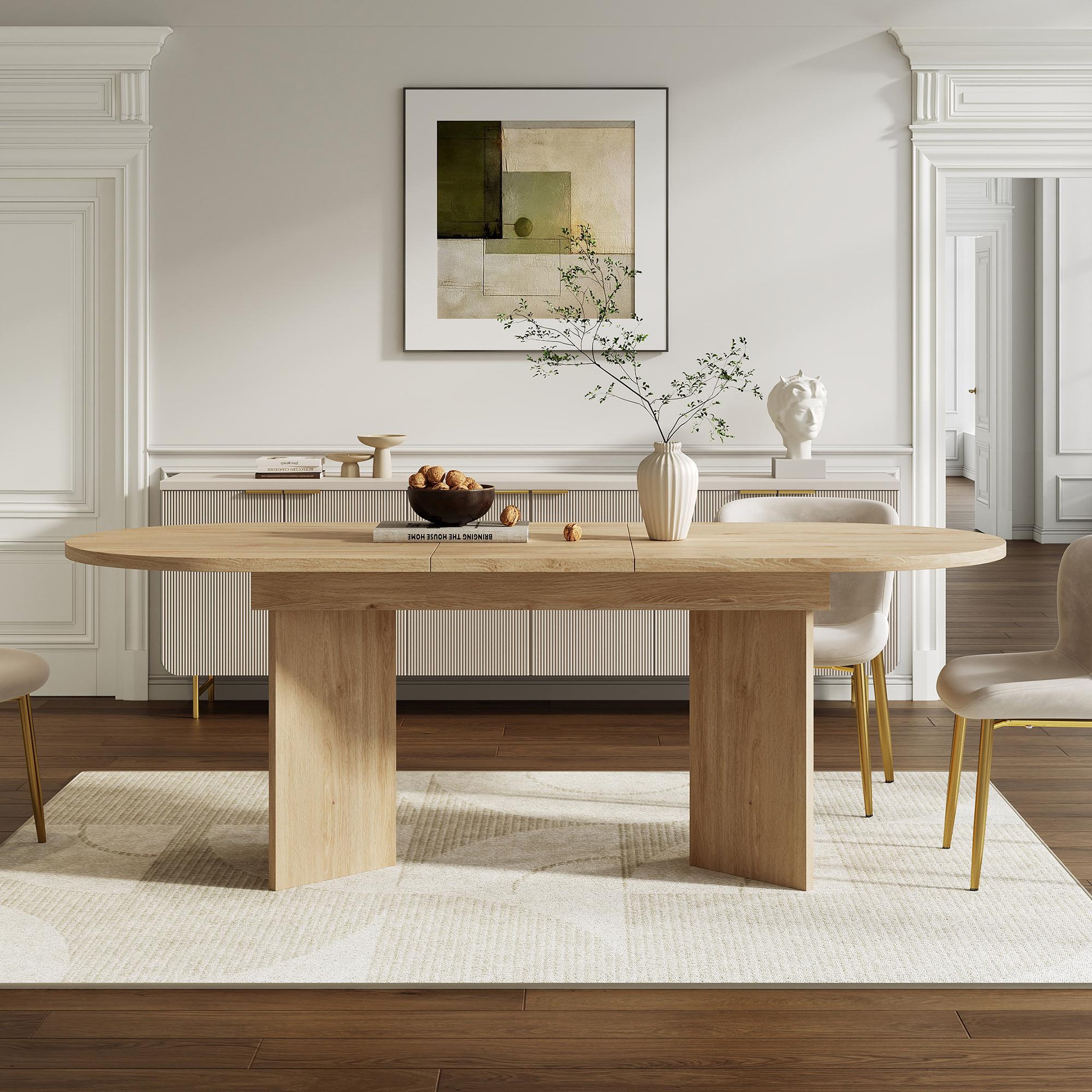 Voir la diapositive 2 : MERAX Table extensible 120/160x80 cm pour 4-6 personnes avec angles arrondis
