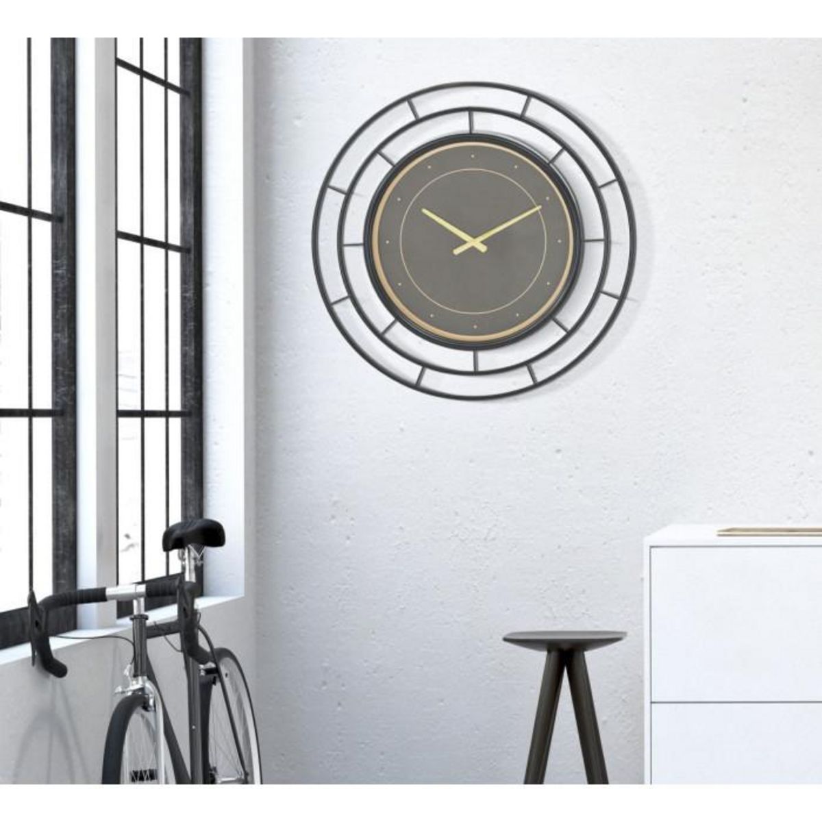 Paris Prix Horloge Murale en Verre  Fashion  70cm Noir