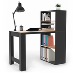 ID MARKET Bureau bibliothèque BEN avec étagères noir et façon hêtre