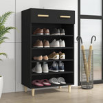 VIDAXL Armoire a chaussures Noir 60x35x105 cm Bois d'ingenierie