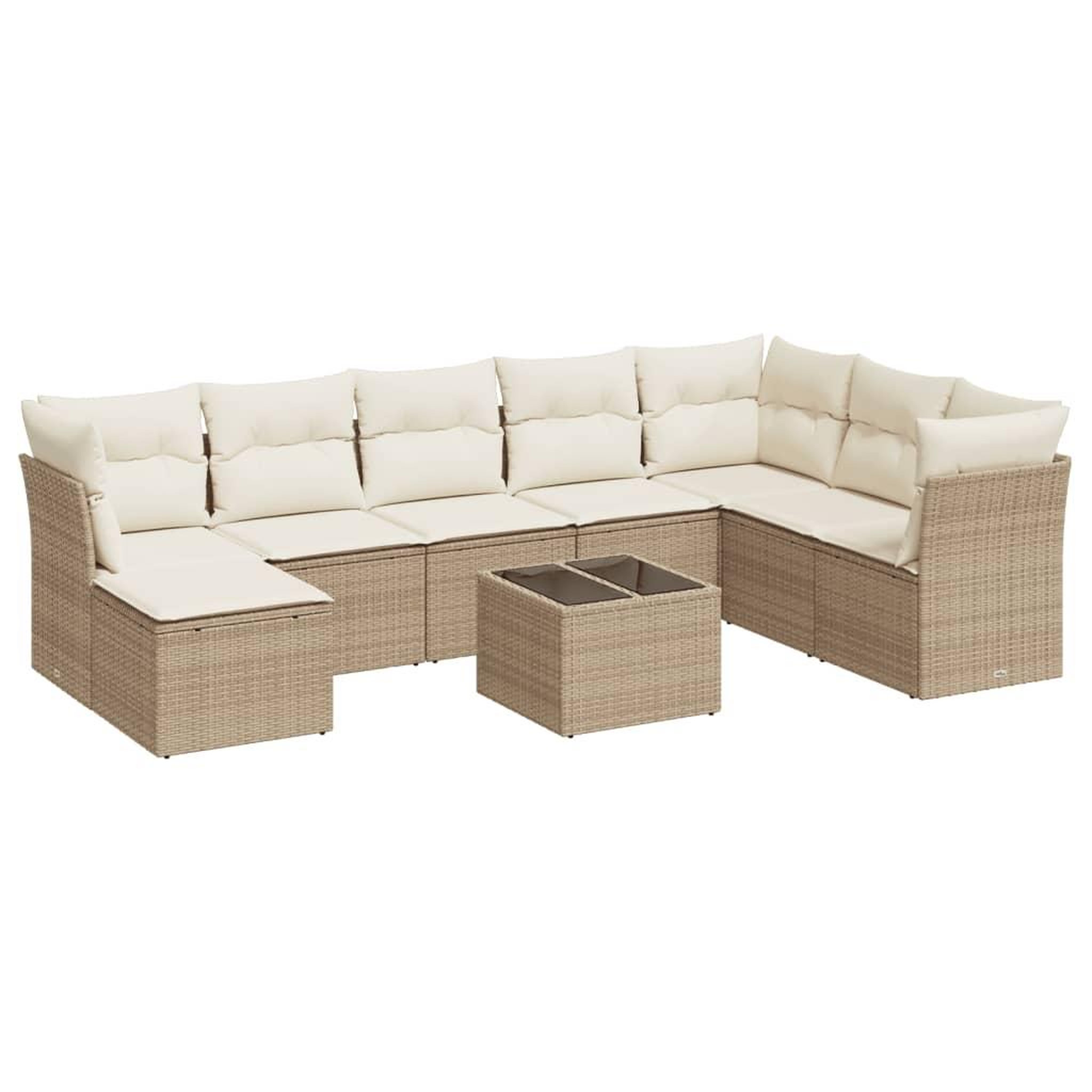 Voir la diapositive 2 : VIDAXL Salon de jardin avec coussins 9 pcs beige resine tressee