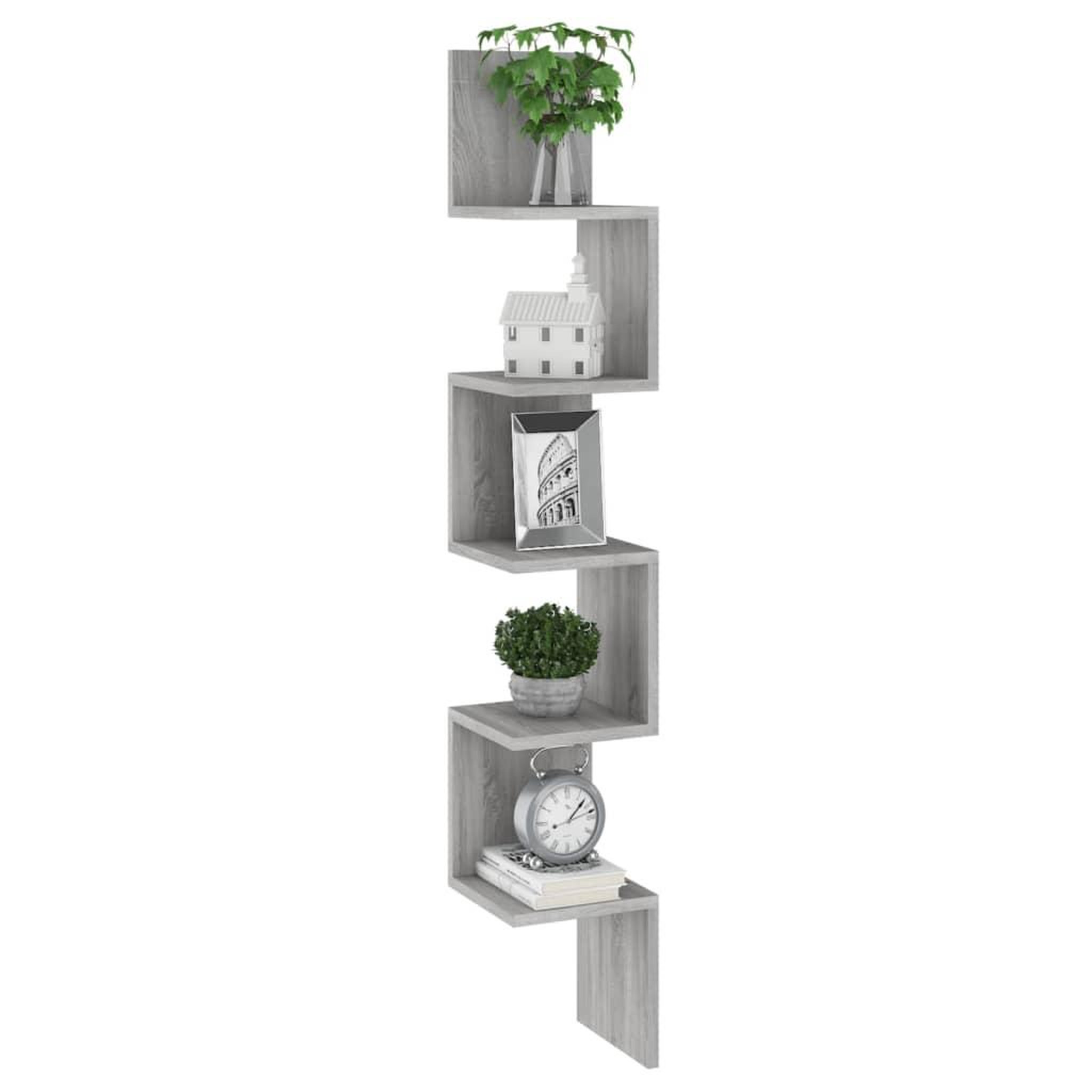Voir la diapositive 5 : VIDAXL Etagere angle murale Sonoma gris 20x20x127,5 cm Bois ingenierie