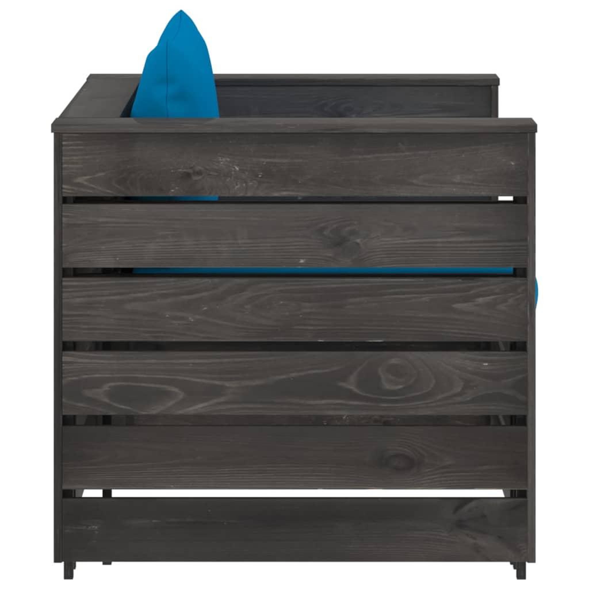 Voir la diapositive 5 : VIDAXL Salon de jardin 2 pcs avec coussins Bois impregne de gris