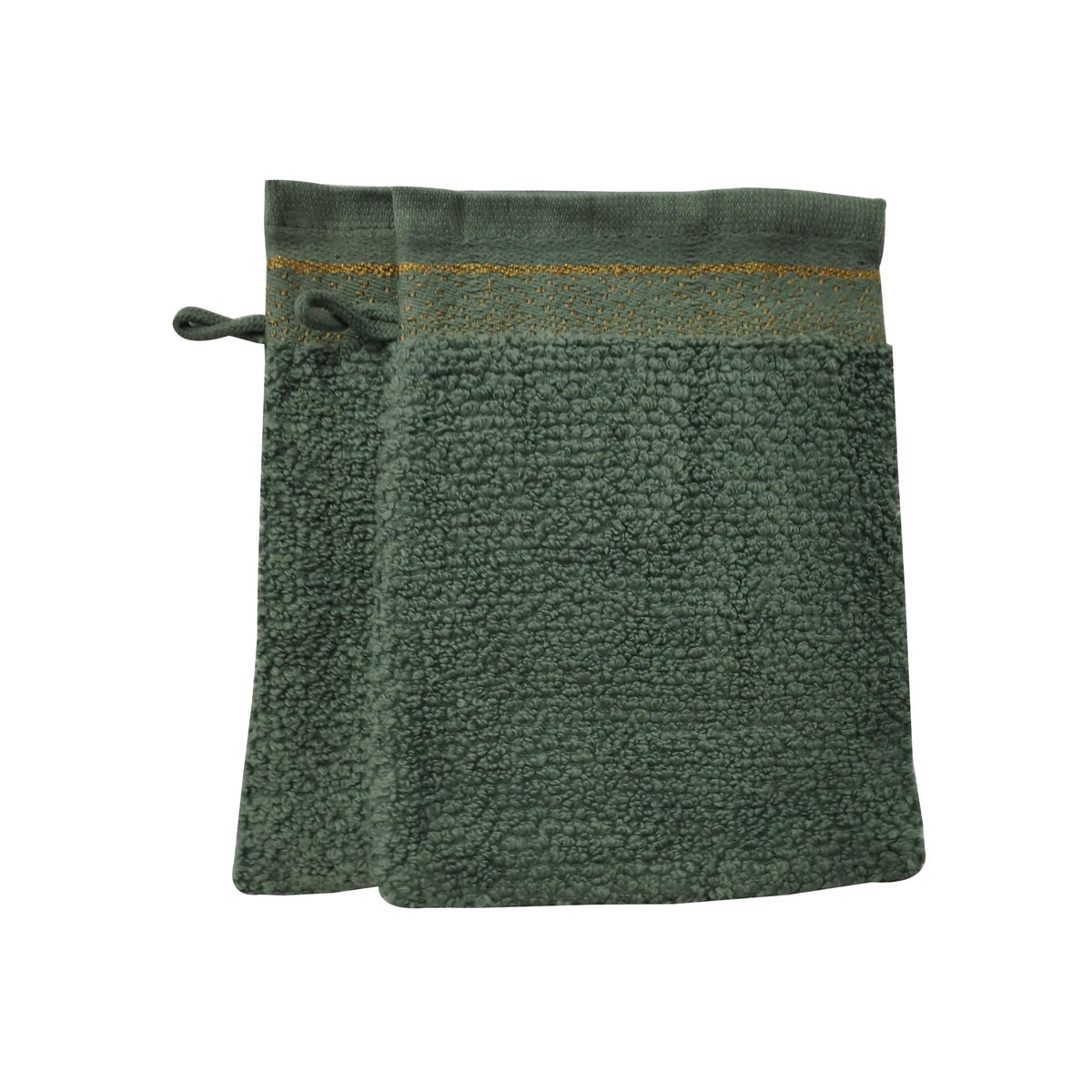 ACTUEL Lot de 2 gants de toilette uni en coton qualité zéro twist 500 g/m² 