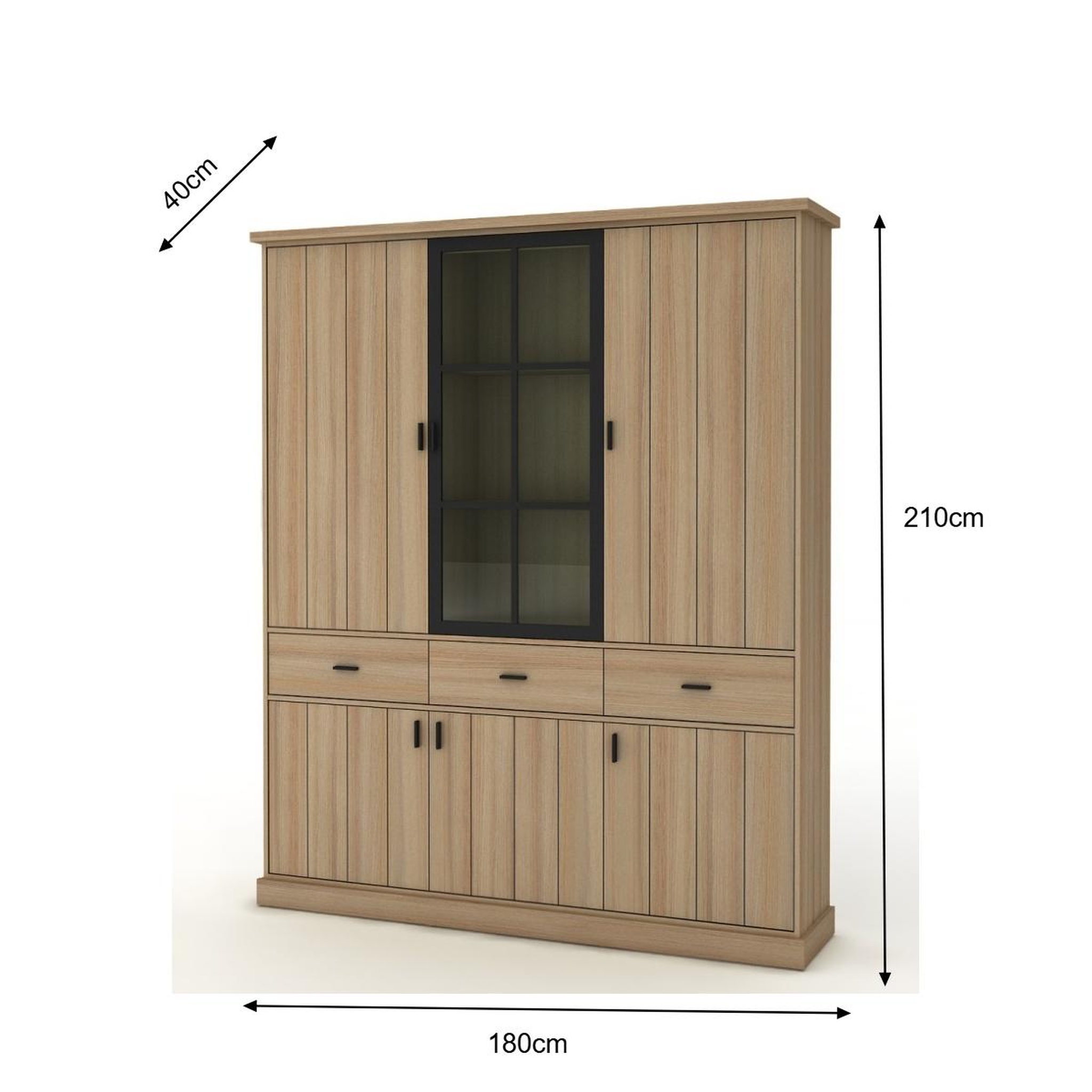 Voir la diapositive 6 : JLC KREATION Vaisselier en bois 3 portes dont 1 vitrée teodora