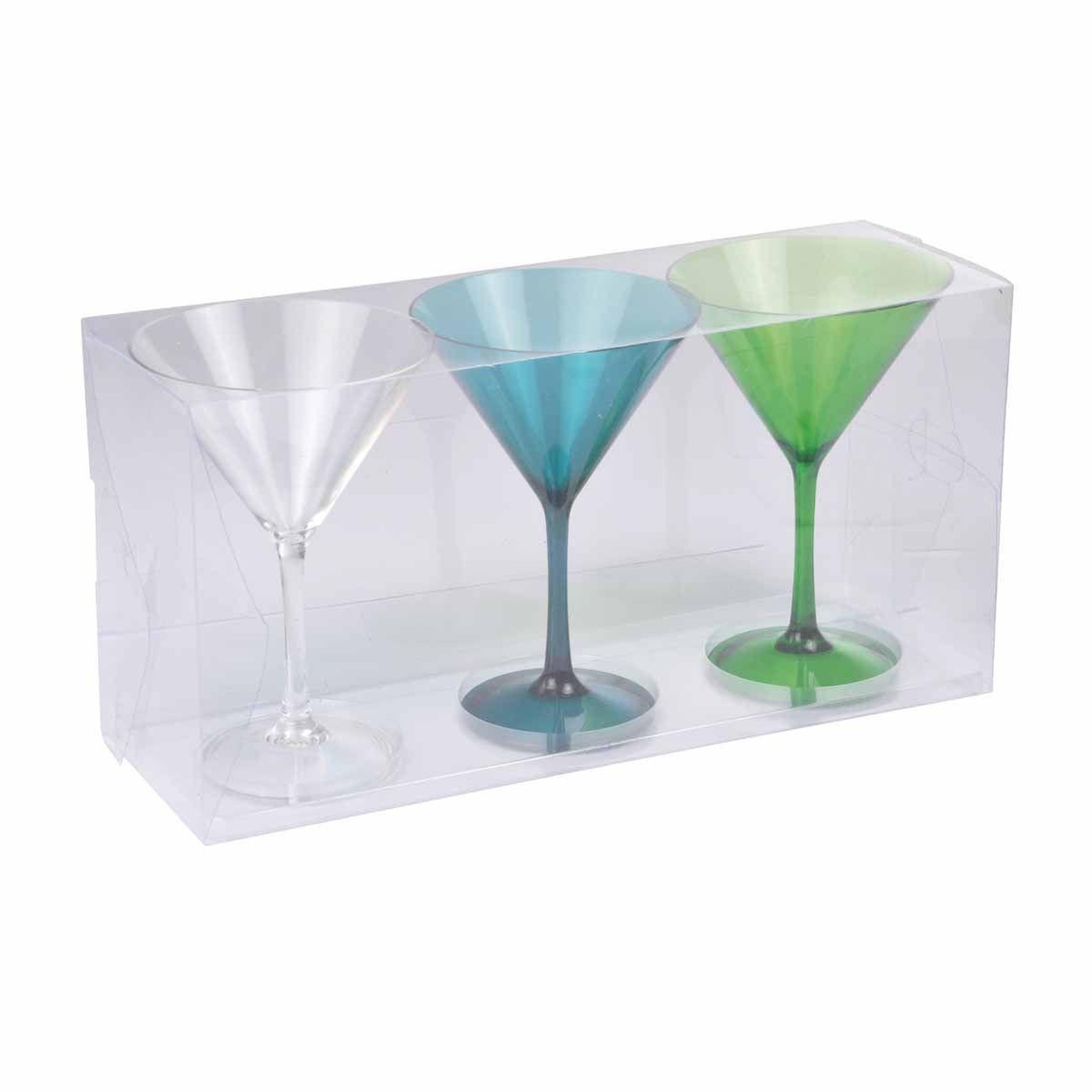 HOMEA Lot de 3 verres à cocktail  acrylique  16cm vert